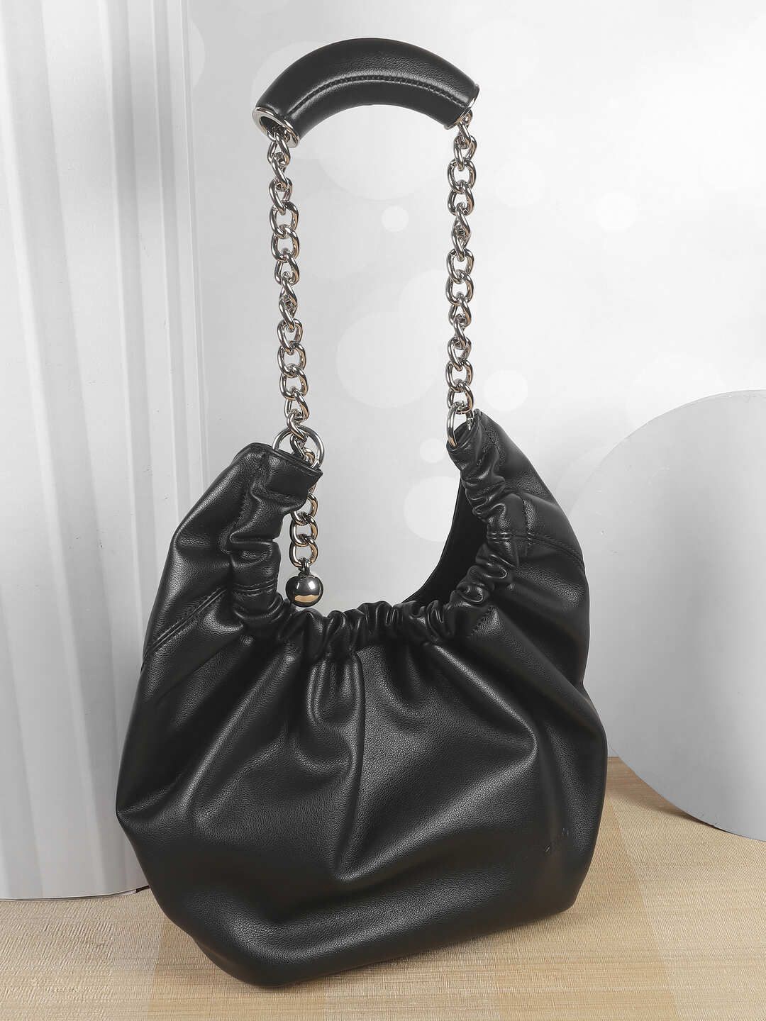 

Metro PU Bucket Hobo Bag, Black