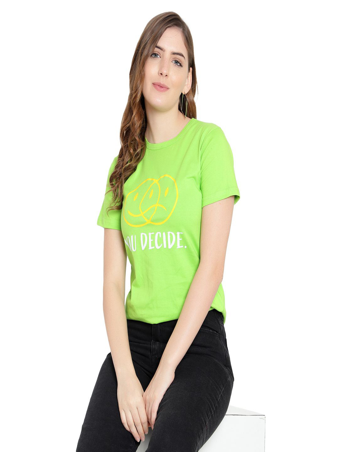 

DEEPMAYRA COLLECTION Women Print Cotton Top, Lime green