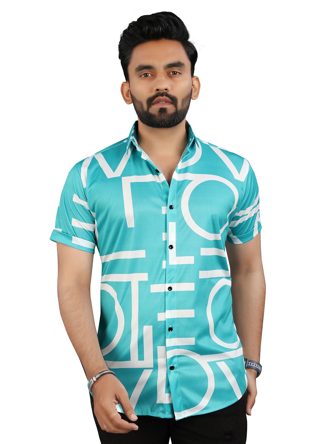 

Fashion FRICKS Men Classic Floral Opaque Printed Casual Shirt, Fluorescent green