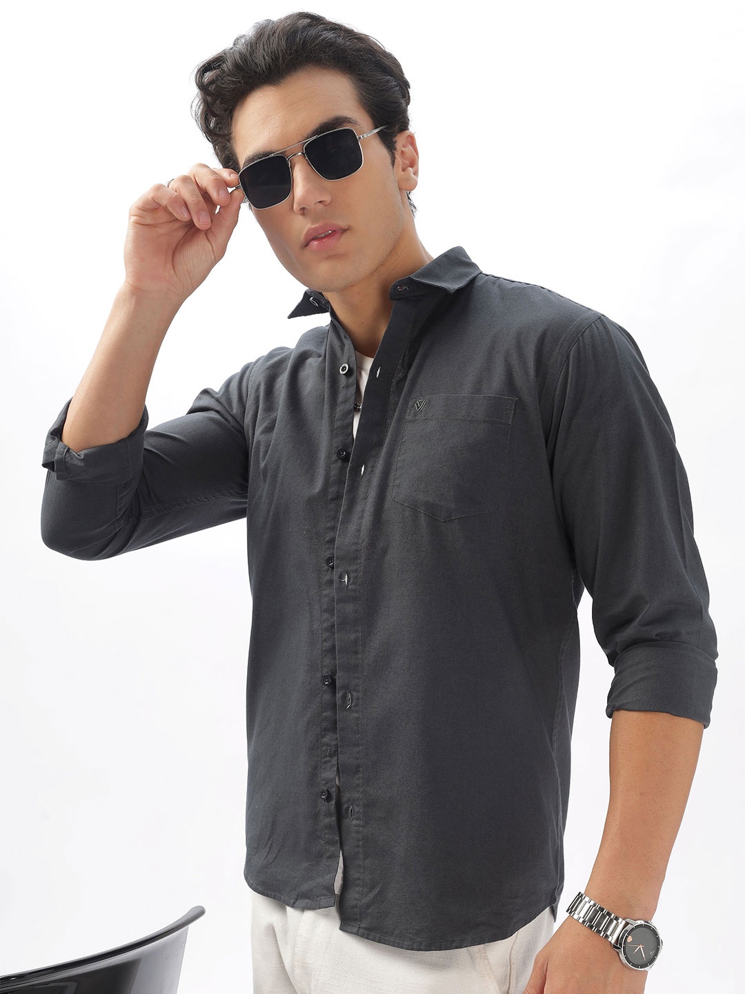 

BS BLUE SQUAD Men Slim Fit Opaque Casual Shirt, Grey