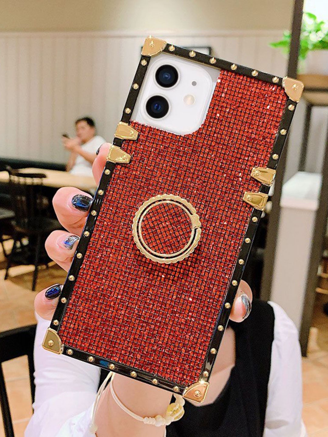 

Luxury Kase Solid Printed iPhone 12 Back Case Mobile Accessories, Red