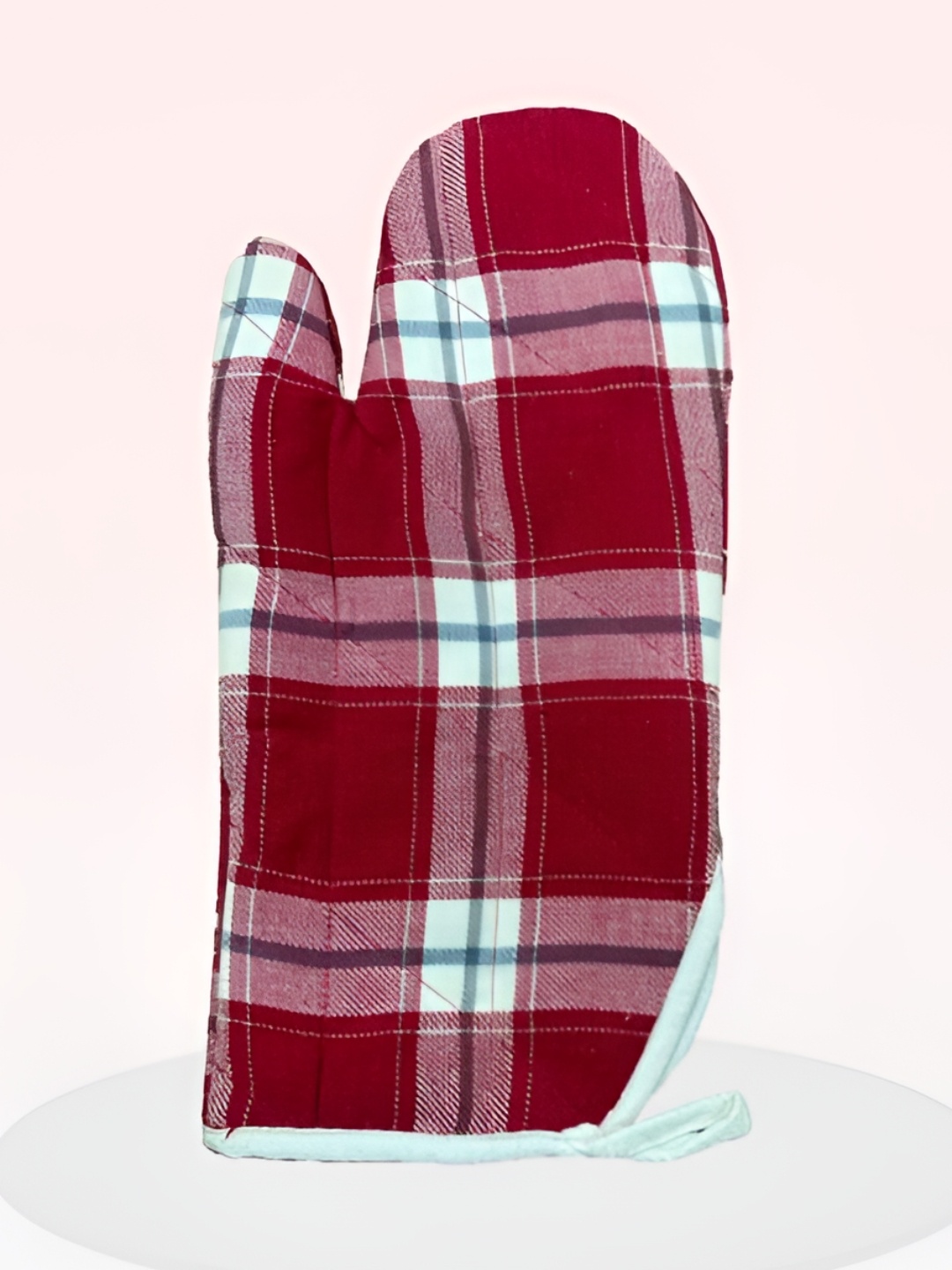 

SAJAVAT White & Maroon Checked Pure Cotton Oven Glove