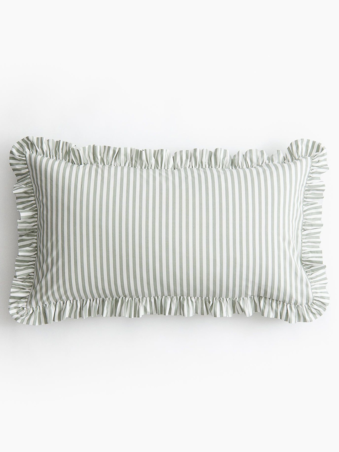 

H&M Frill-Trimmed Cotton Cushion Cover, Green