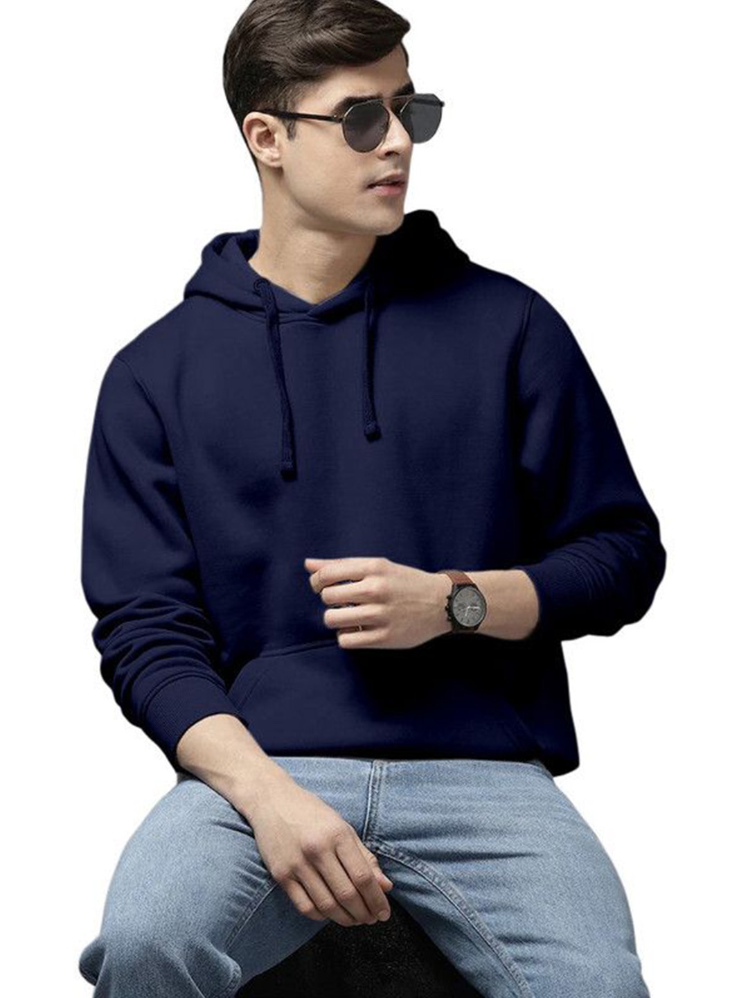 

WOOSTRO Men Hooded Pullover Sweatshirt, Navy blue