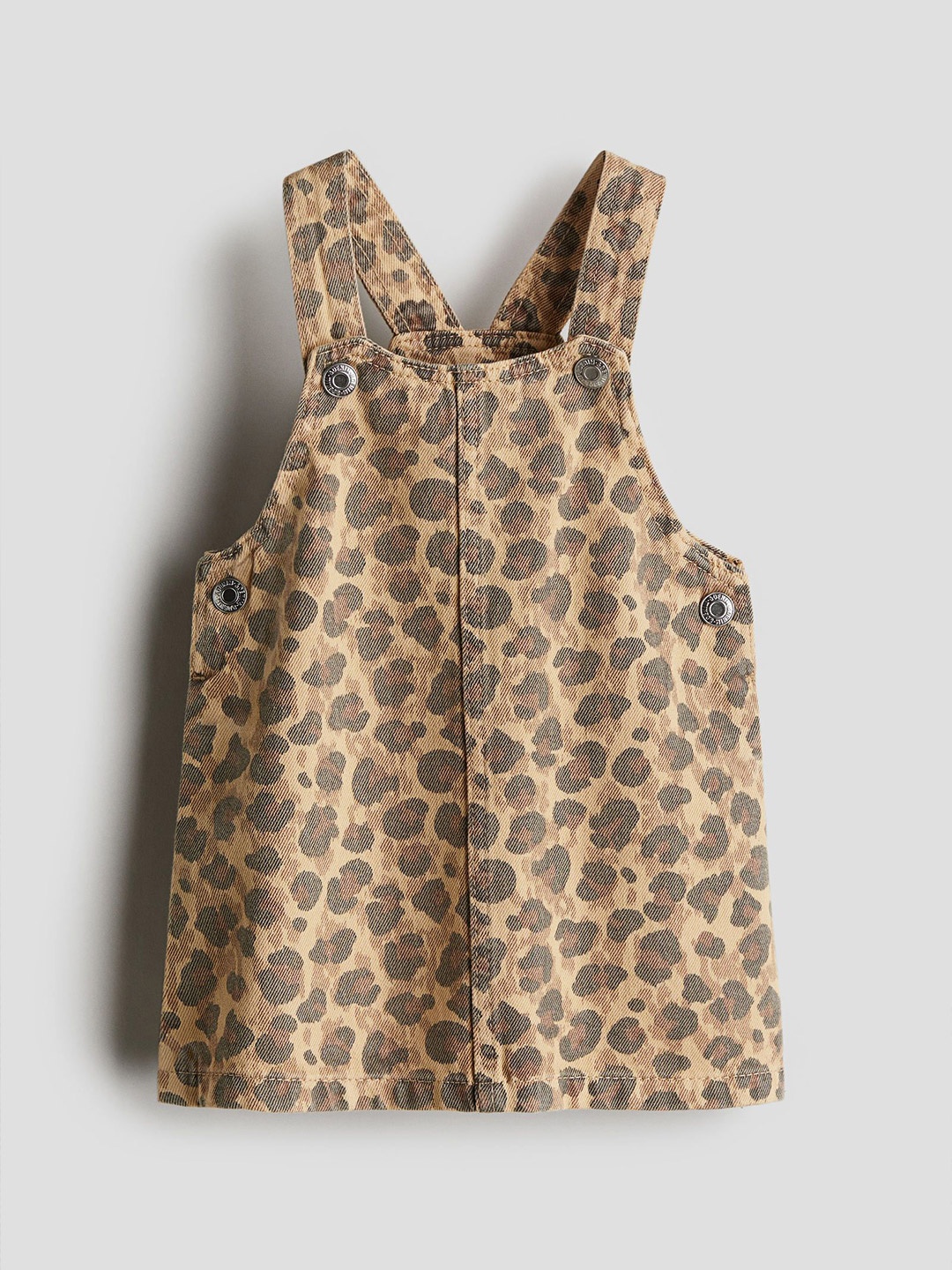 

H&M Cotton Denim Dungaree Dress, Beige
