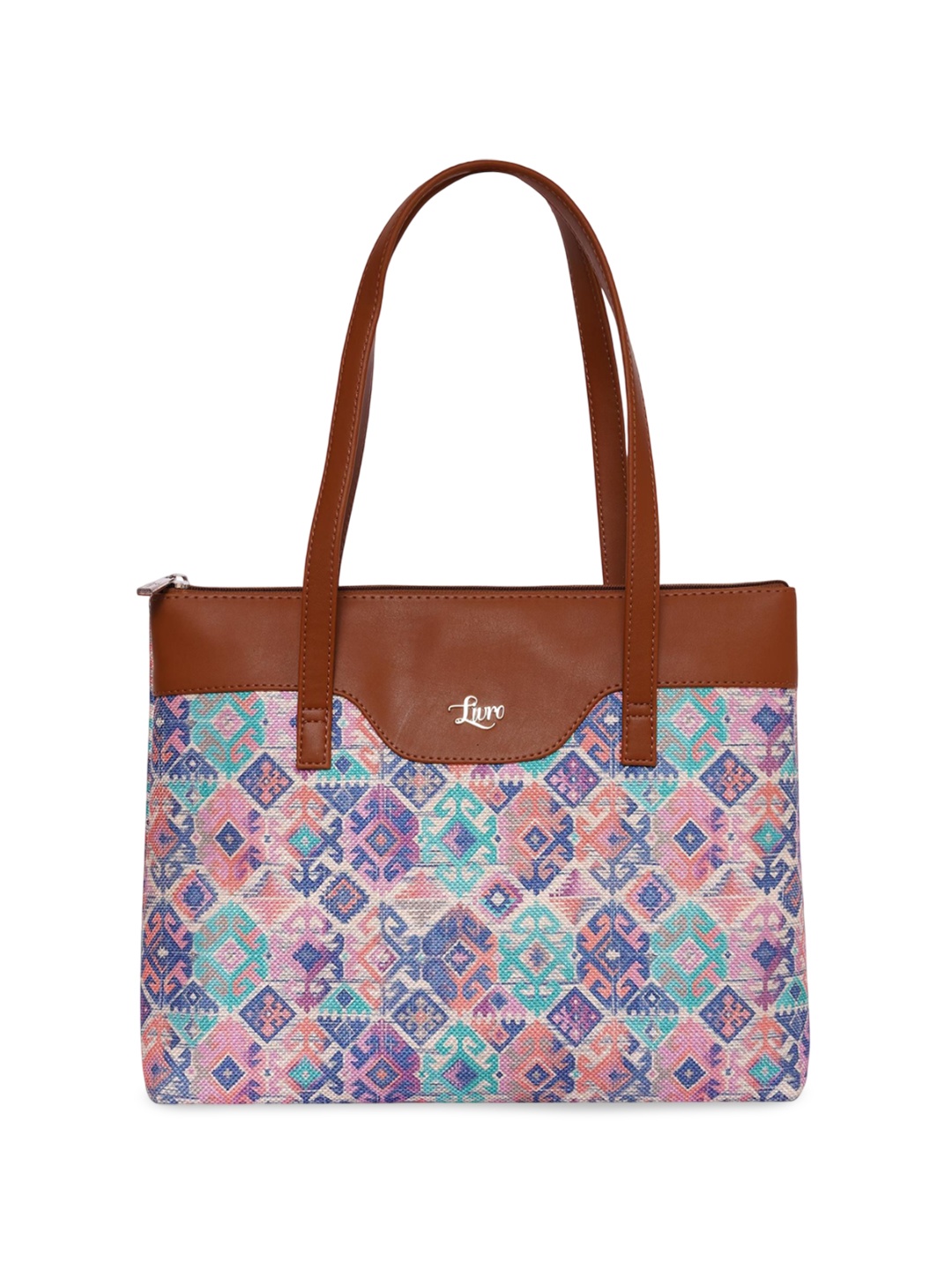 

LIVRO Floral Structured Tote Bag, Brown