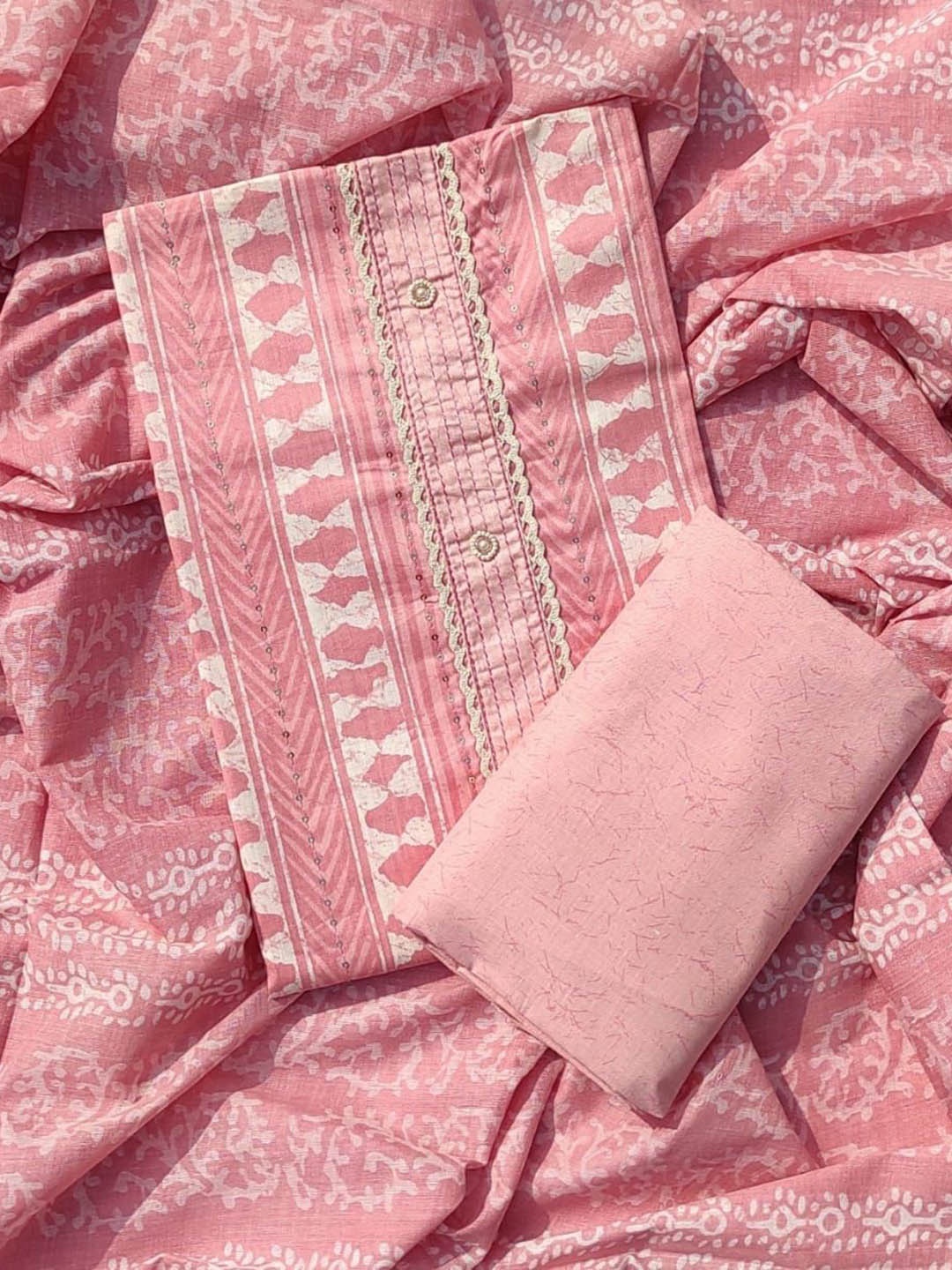 

GC 80 BY GAURI COLLECTION Printed Pure Cotton Unstitched Dress Material, Peach