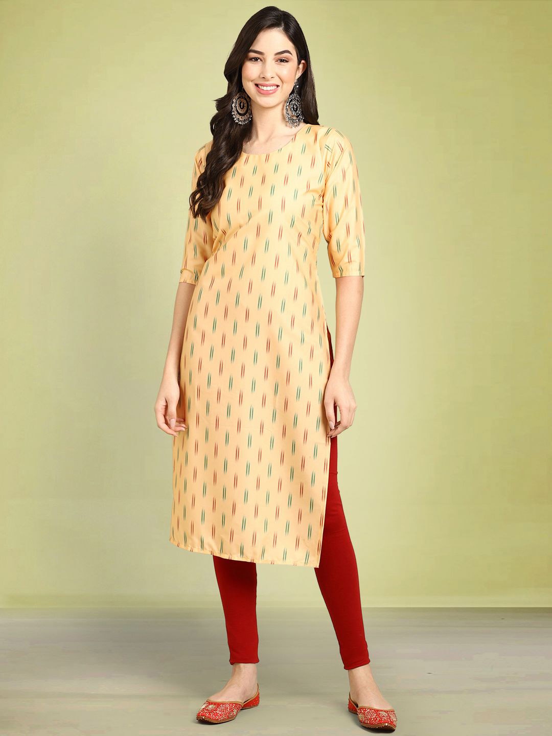 

Moda Rapido Geometric Printed Straight Kurta, Yellow