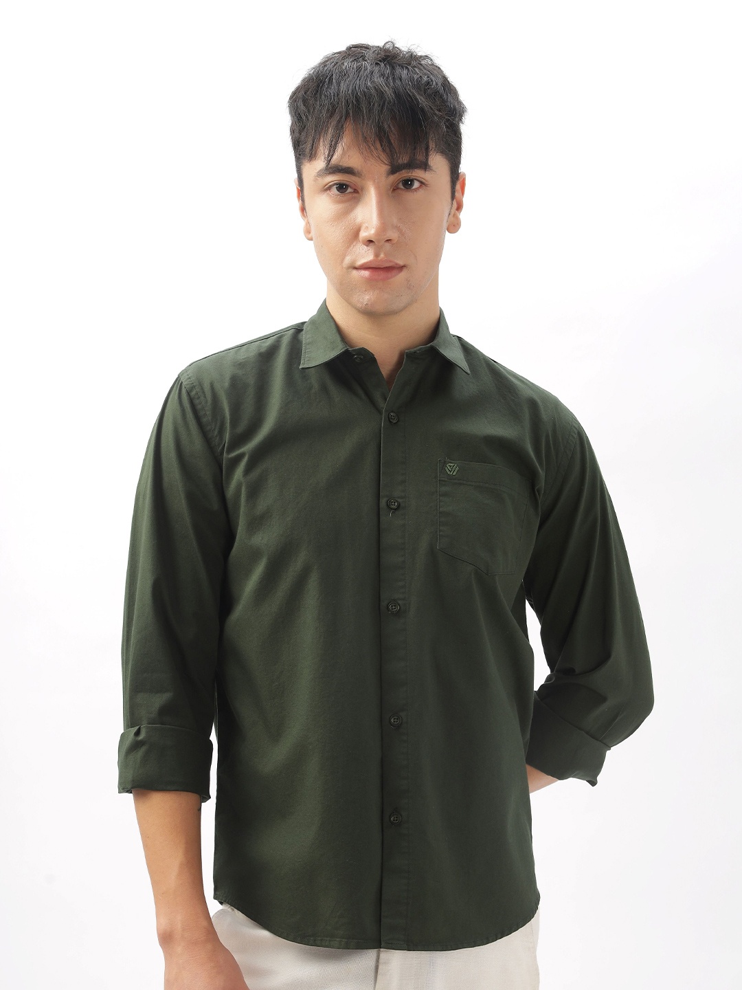 

BS BLUE SQUAD Men Slim Fit Opaque Casual Shirt, Green