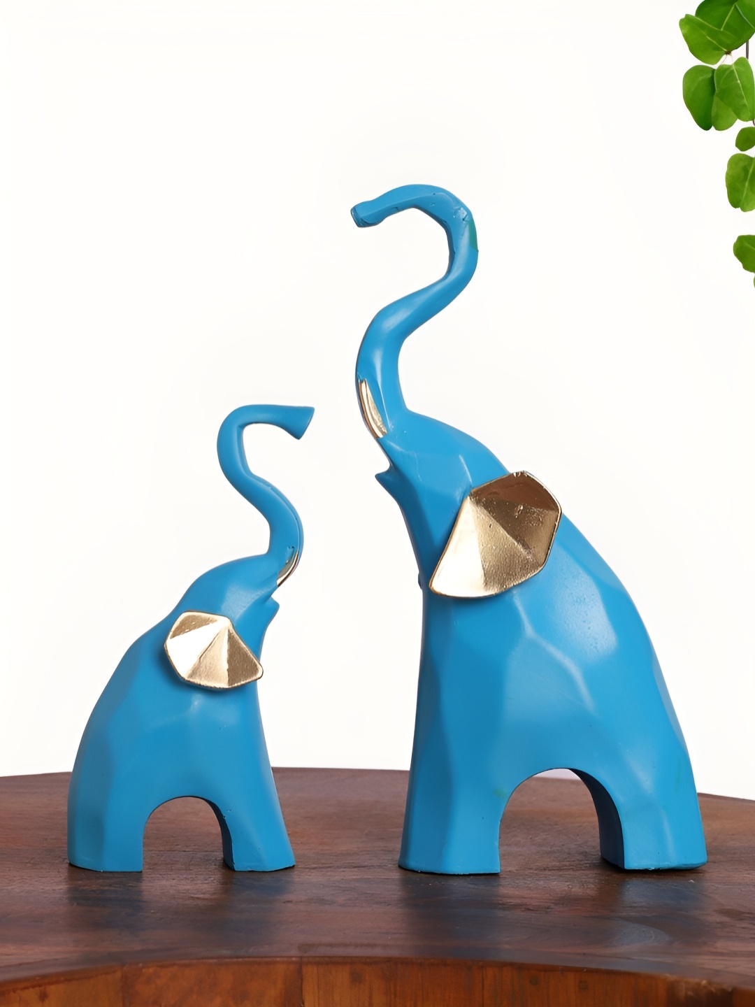 

INTERNATIONAL GIFT Animal Showpiece Blue Set Of 2 Elephant Animal Figurine Showpiece