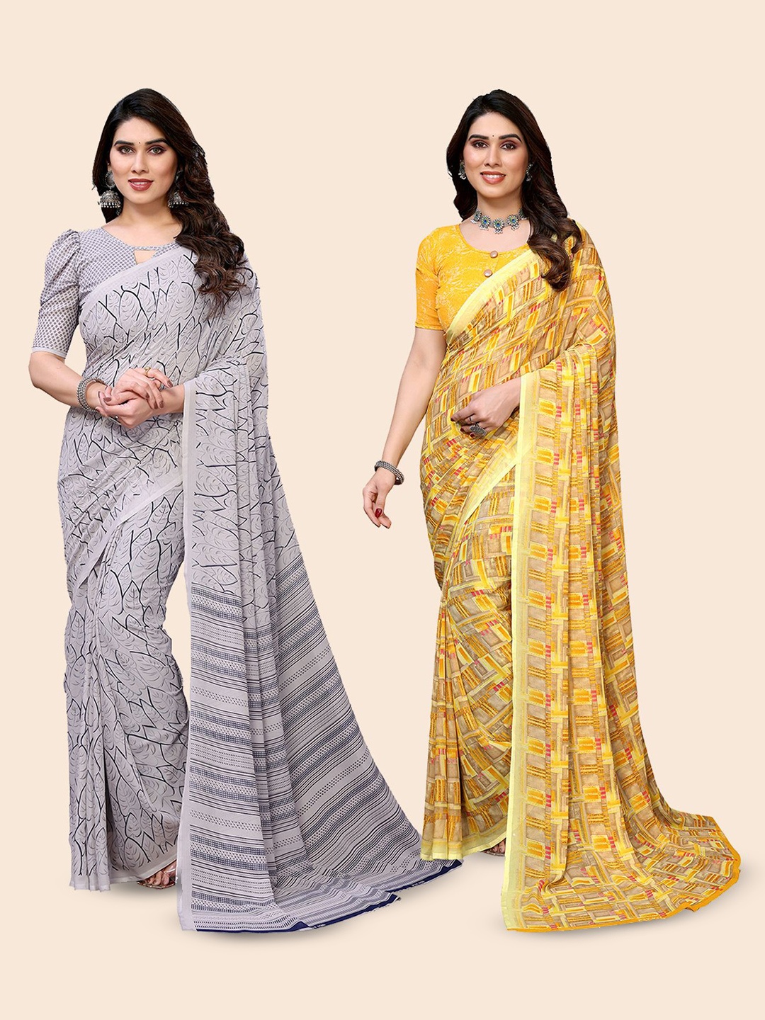 

Moda Rapido Poly Georgette Saree, Yellow