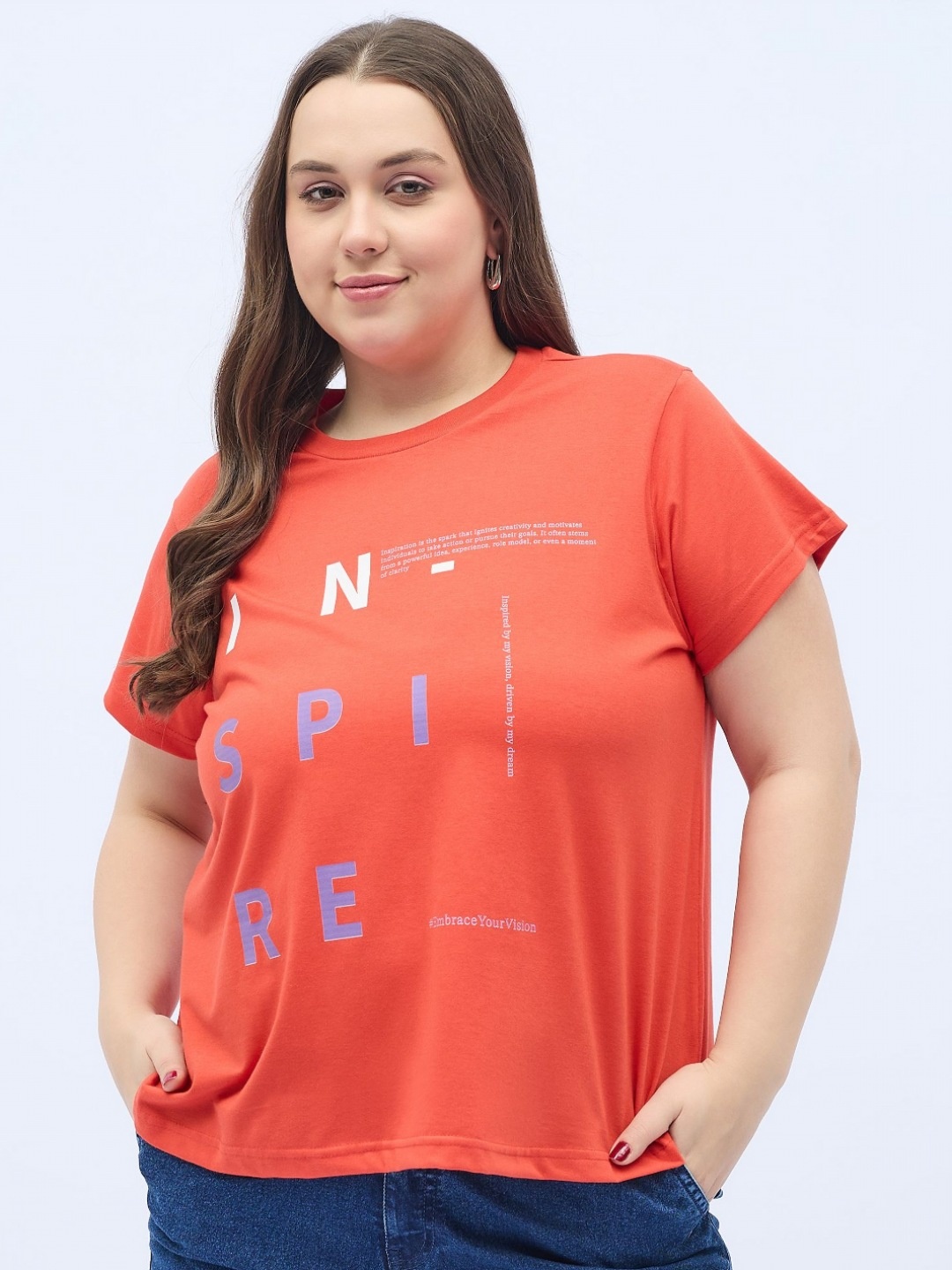 

DressBerry Curve Women Typography Printed T-shirt, Orange