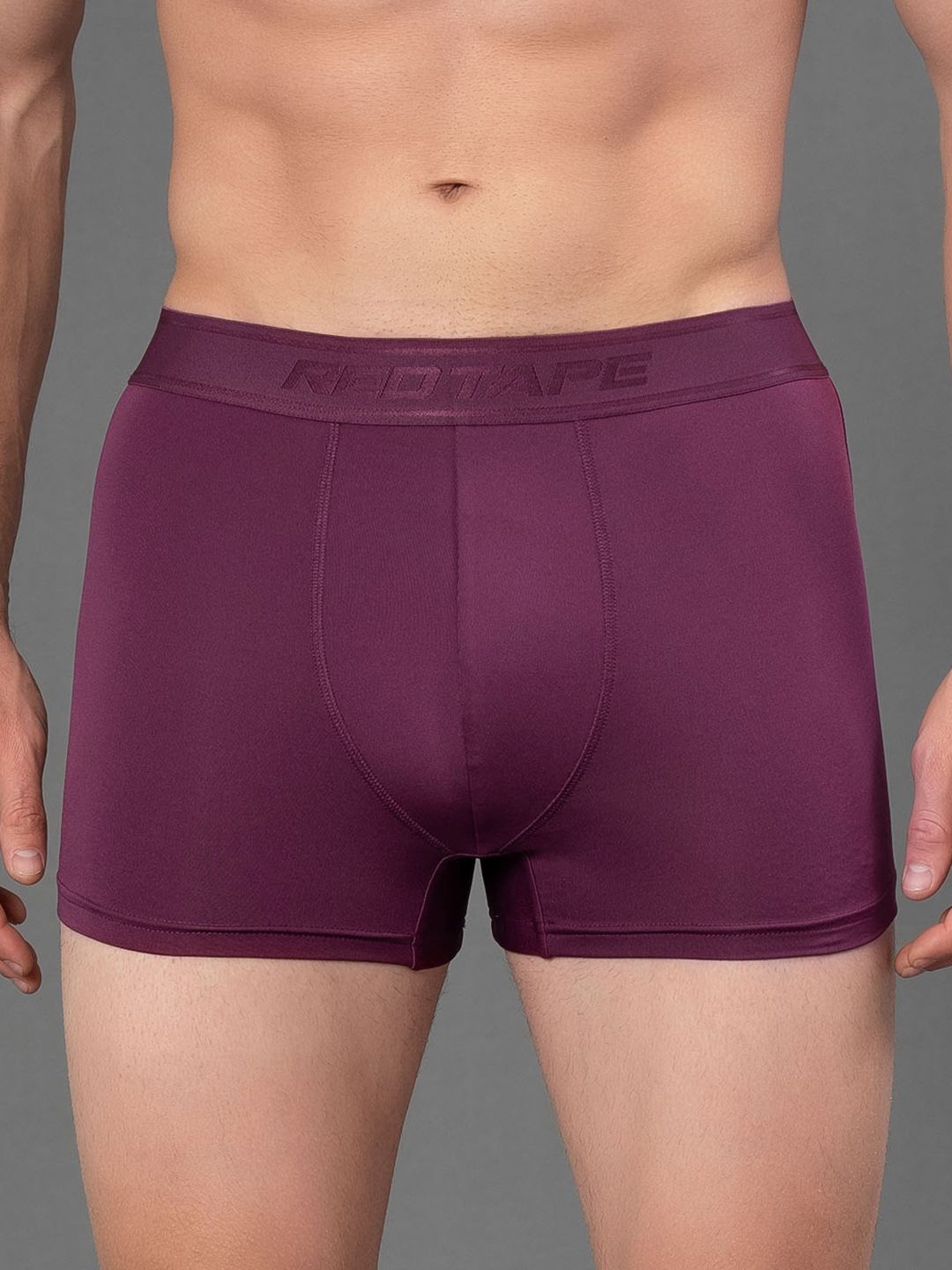 

Red Tape Solid Polyester Elastane Trunks, Burgundy