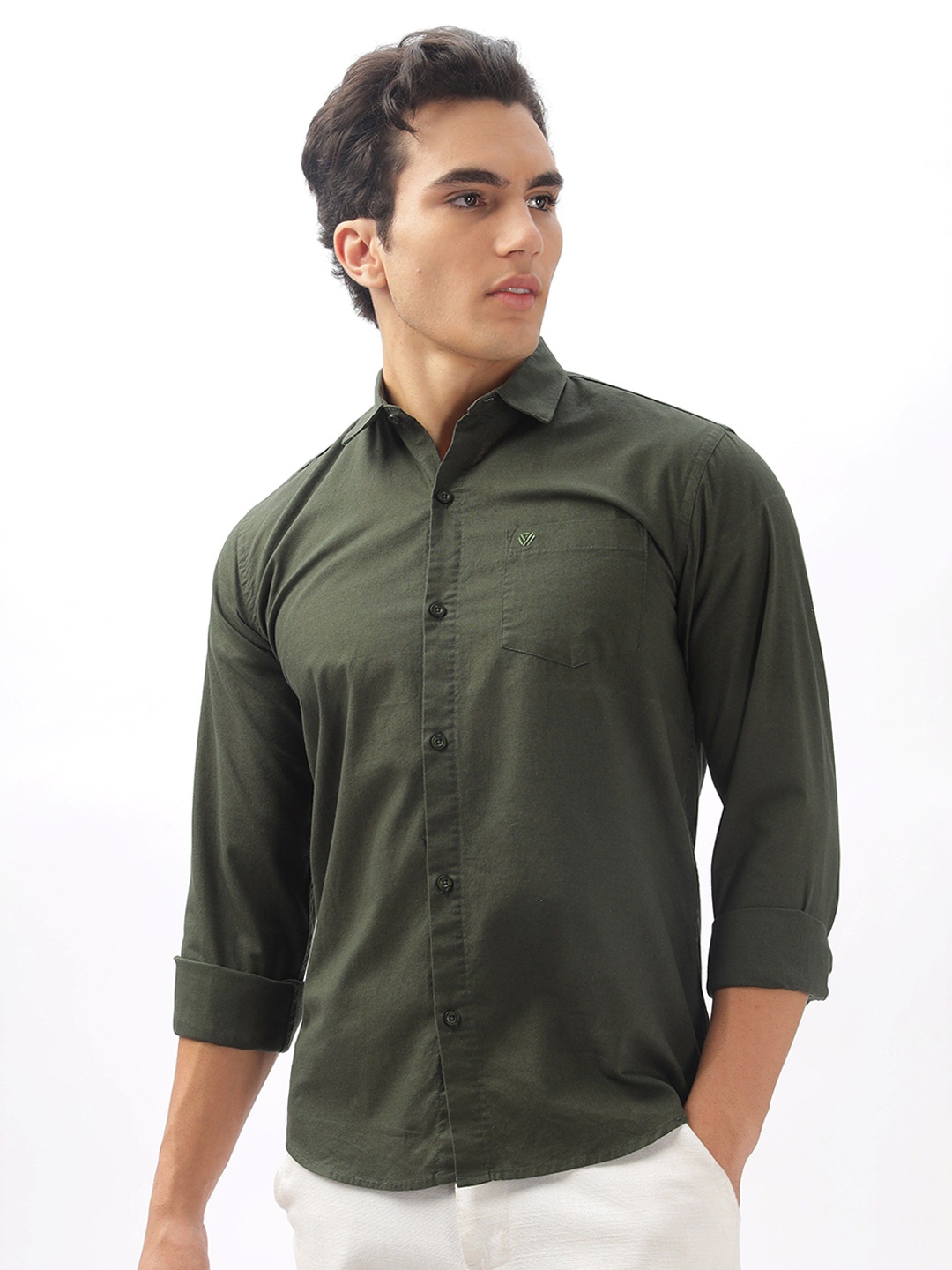 

BS BLUE SQUAD Men Slim Fit Opaque Casual Shirt, Green