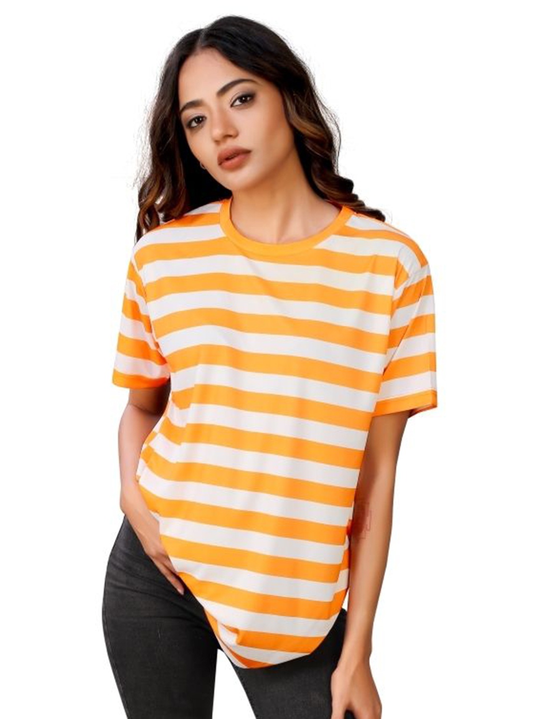 

shriez Women Printed T-shirt, Orange