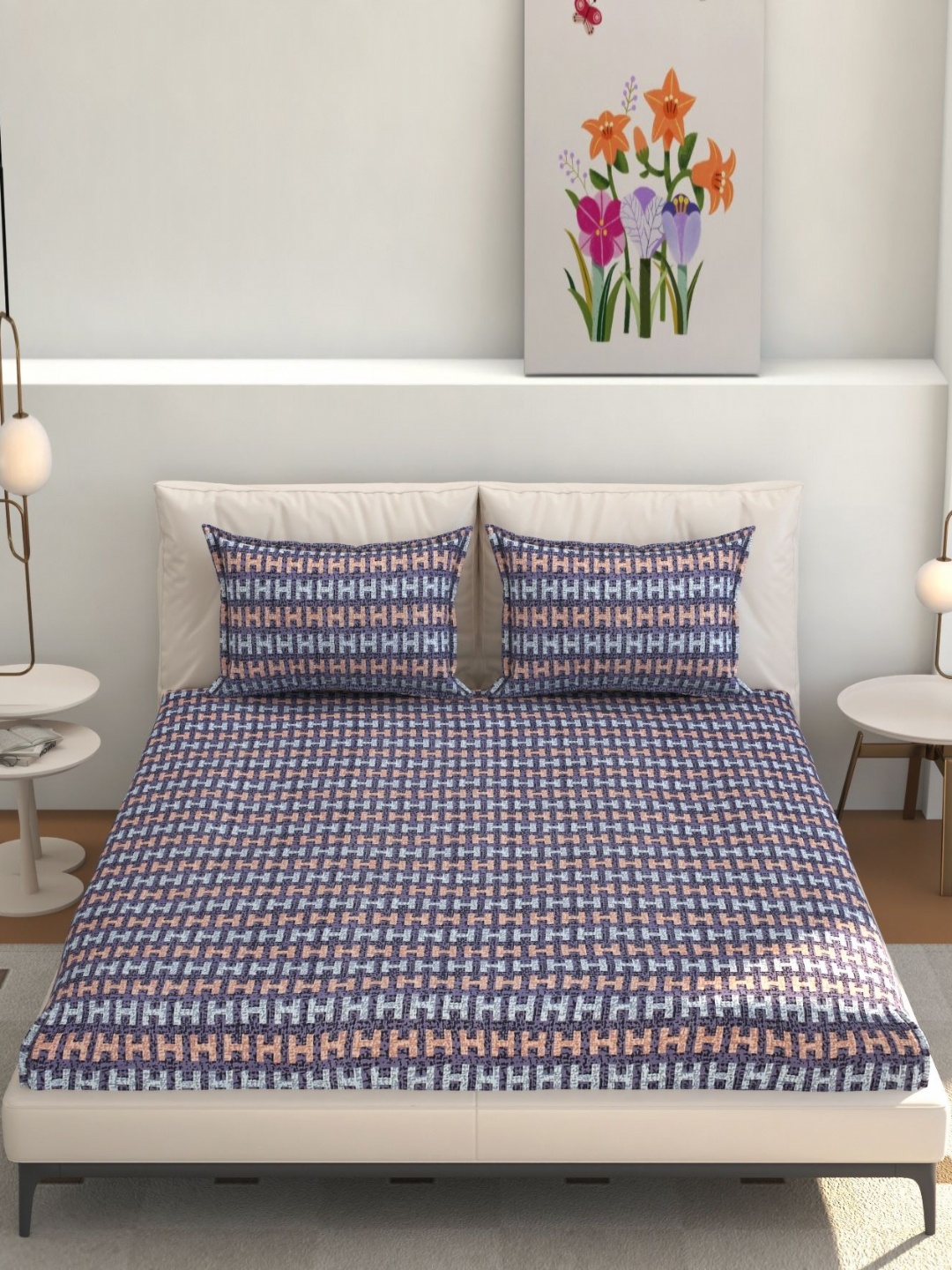 

CHHILAKIYA Multicoloured Floral 210 TC Queen Bedsheet with 2 Pillow Covers, Multi