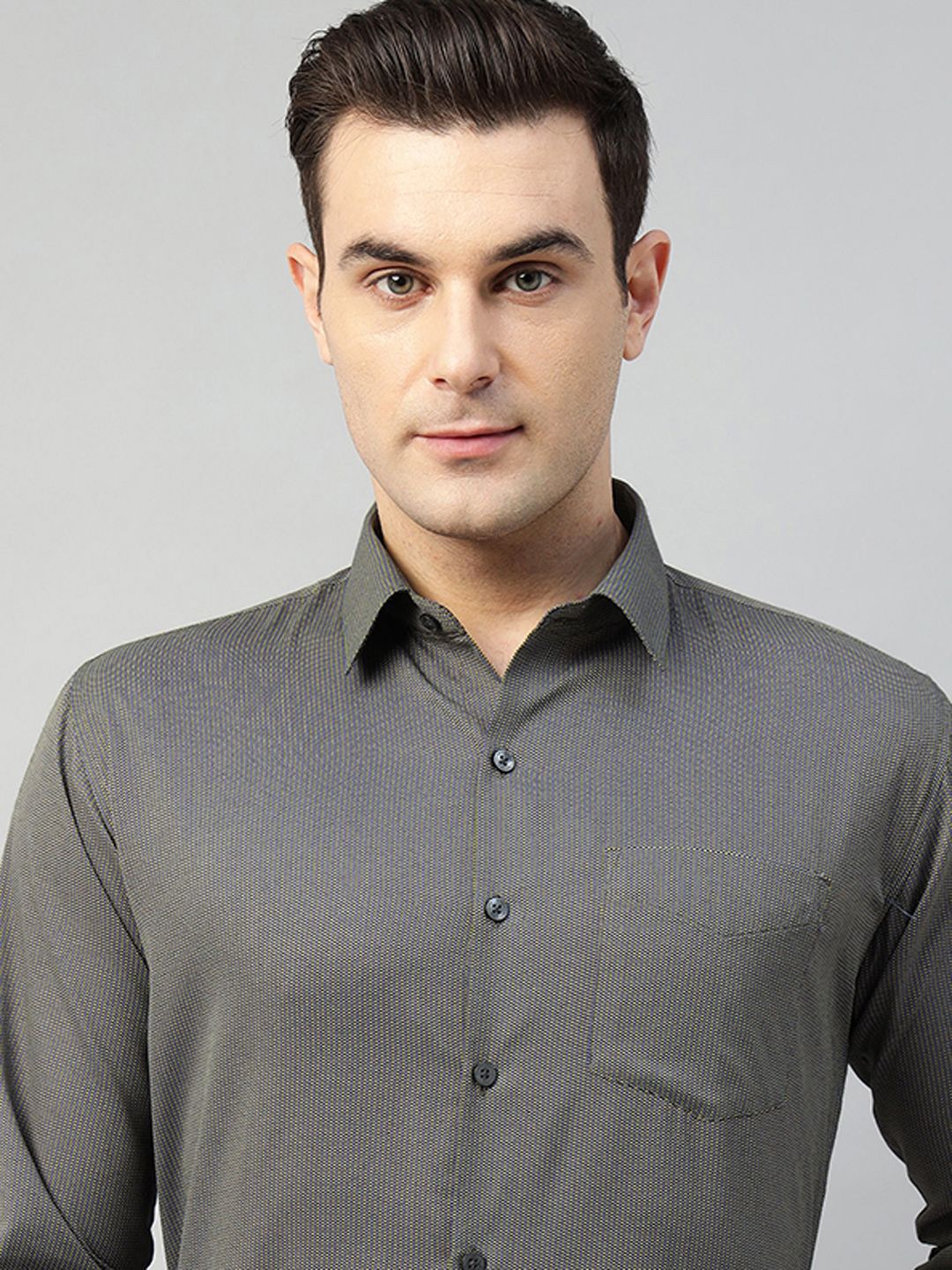 

Hancock New Slim Fit Self Design Wrinkle Resistant Formal Shirt, Grey