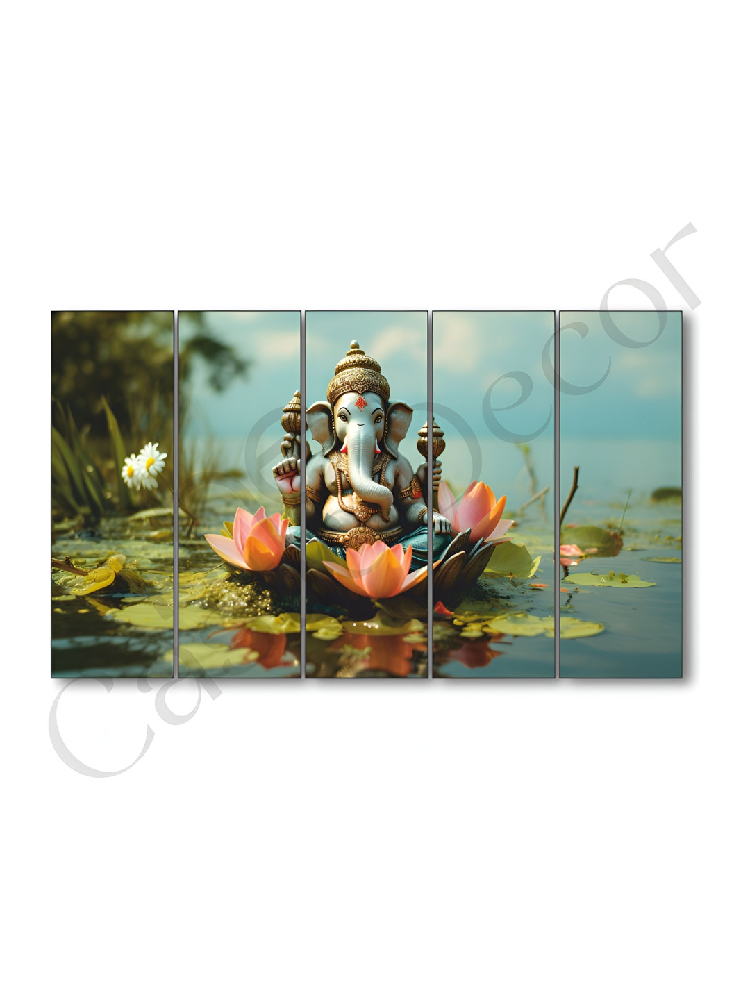 

The Castle Decor Green & Blue 5 Piece Paper Religious Wall Paintings