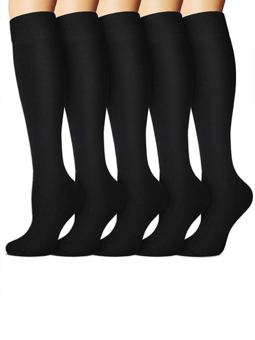 

EL REGALO Women Pack Of 5 Knee Length Socks, Black