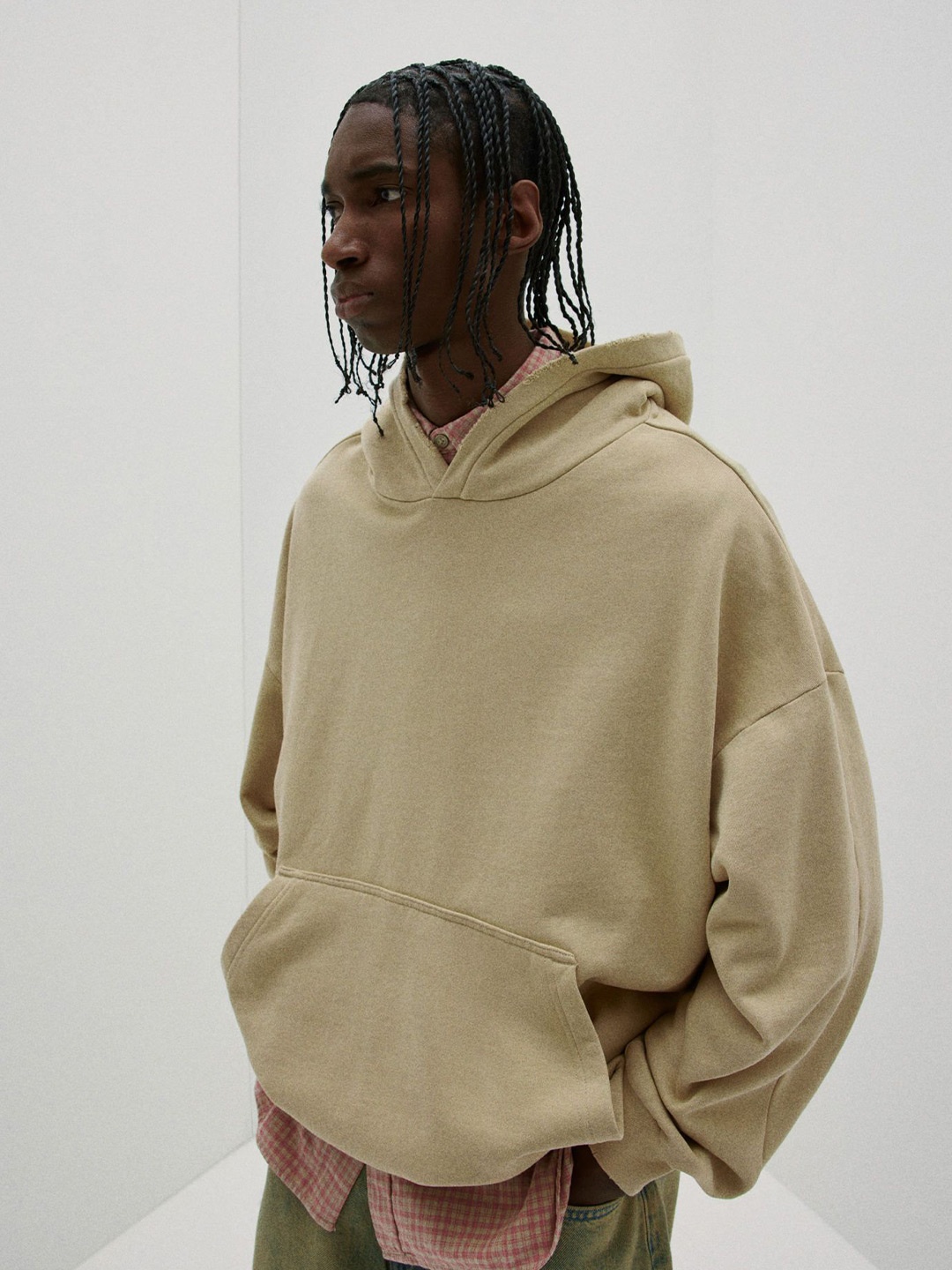 

H&M Men Oversized Fit Hoodie, Beige