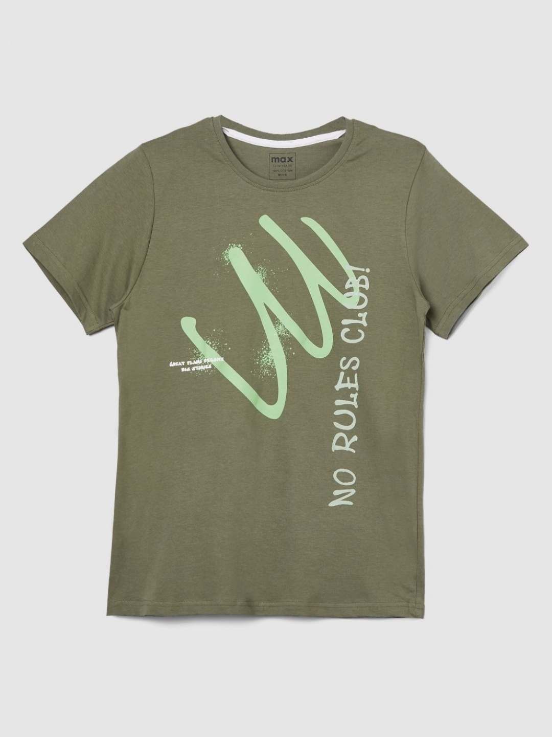 

max Boys Graphic Printed Round Neck Cotton T-shirt, Green
