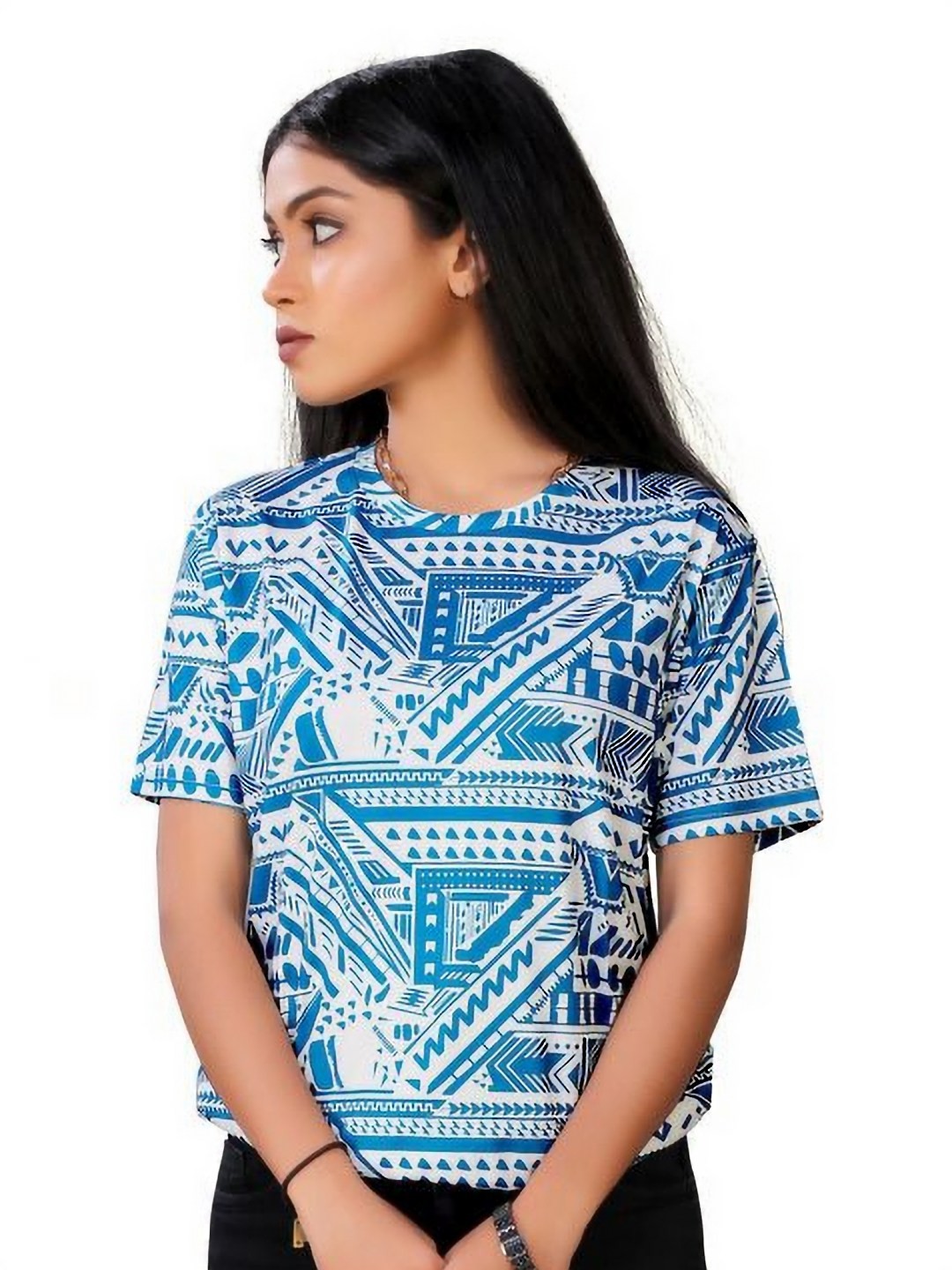 

shriez Women Printed T-shirt, Turquoise blue