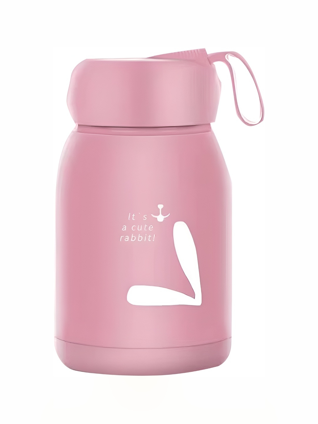 

We3 Pink & White Rabbit Printed Glass Water Bottle-320 ml