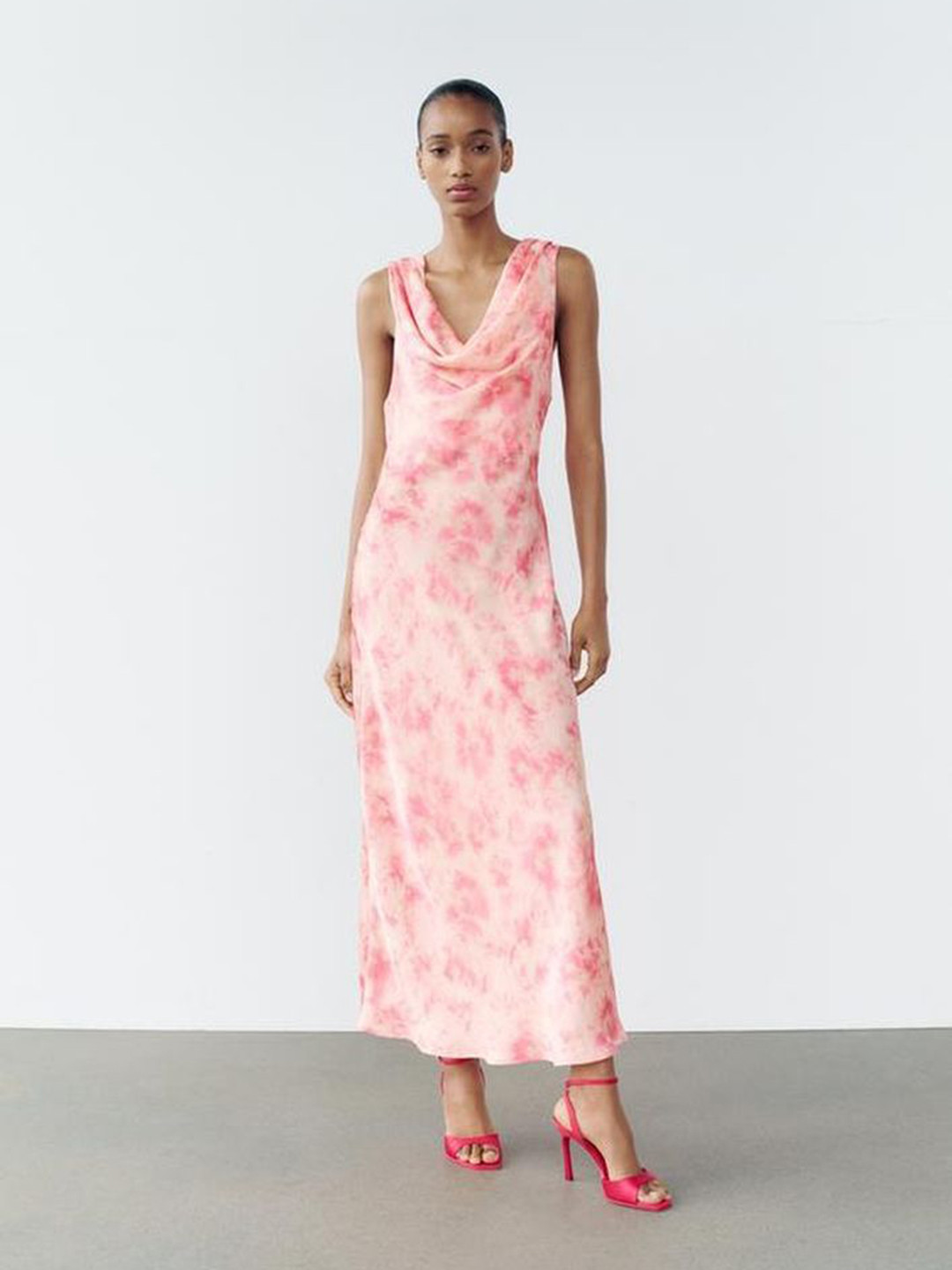 

LULU & SKY Floral Print Cowl Neck Maxi Dress, Pink