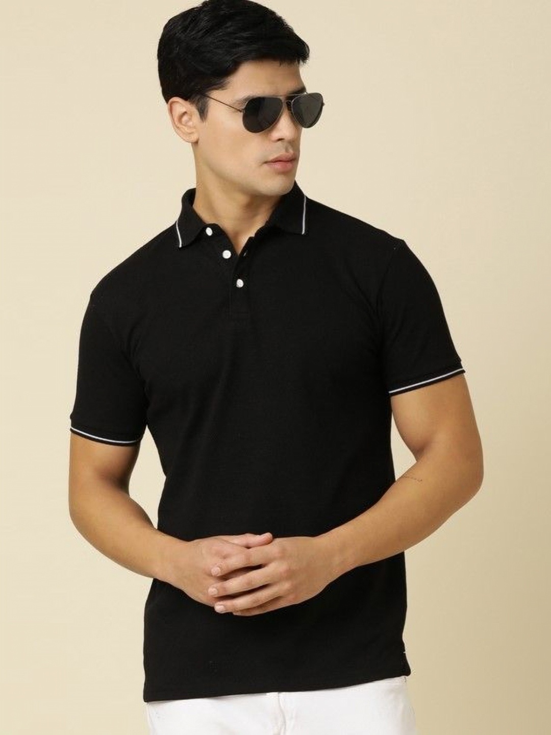 

Provogue Men Polo Collar Dri-FIT T-shirt, Black