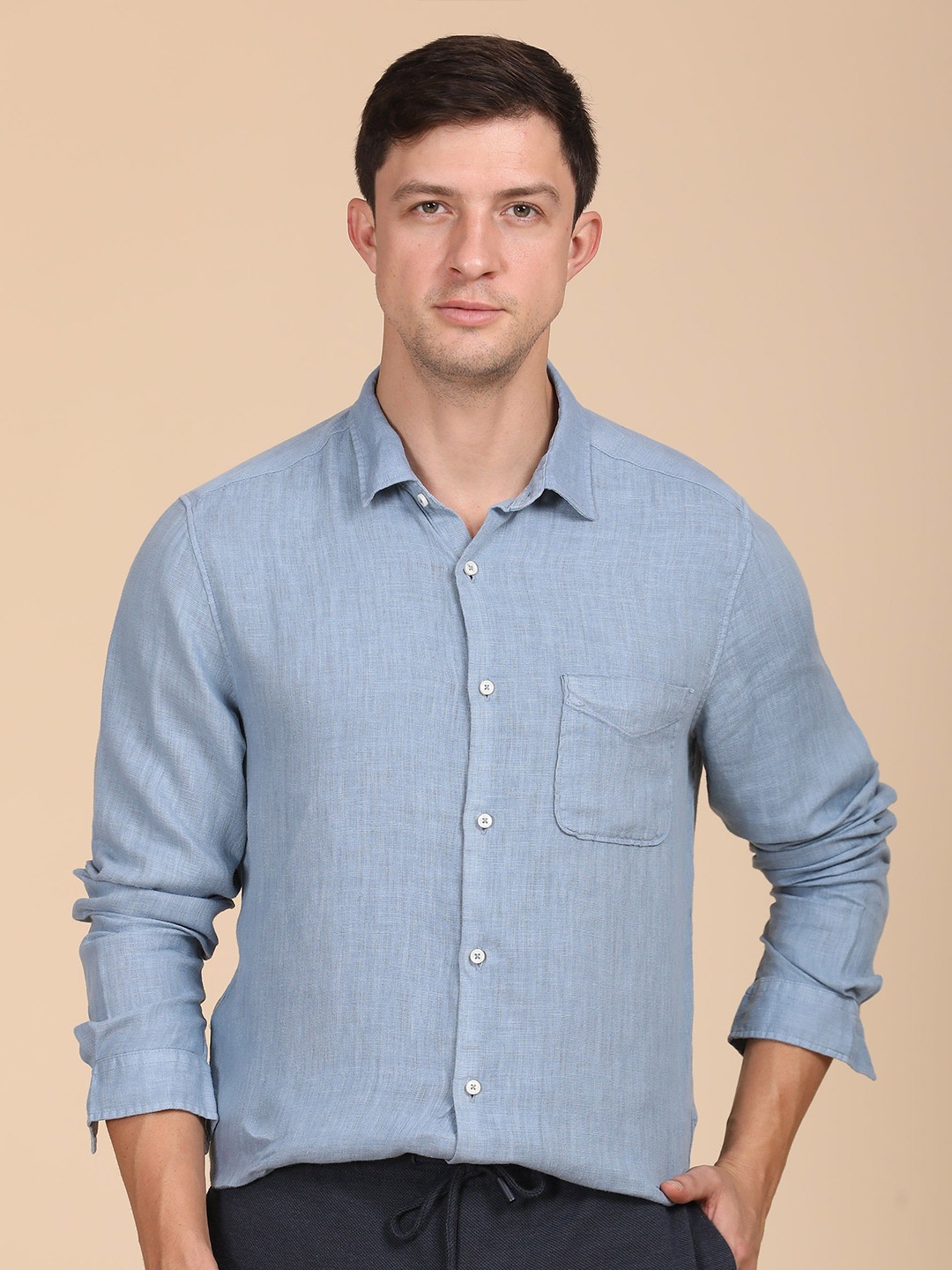 

POE Men Palmas - 100% Linen Shirt - Blue