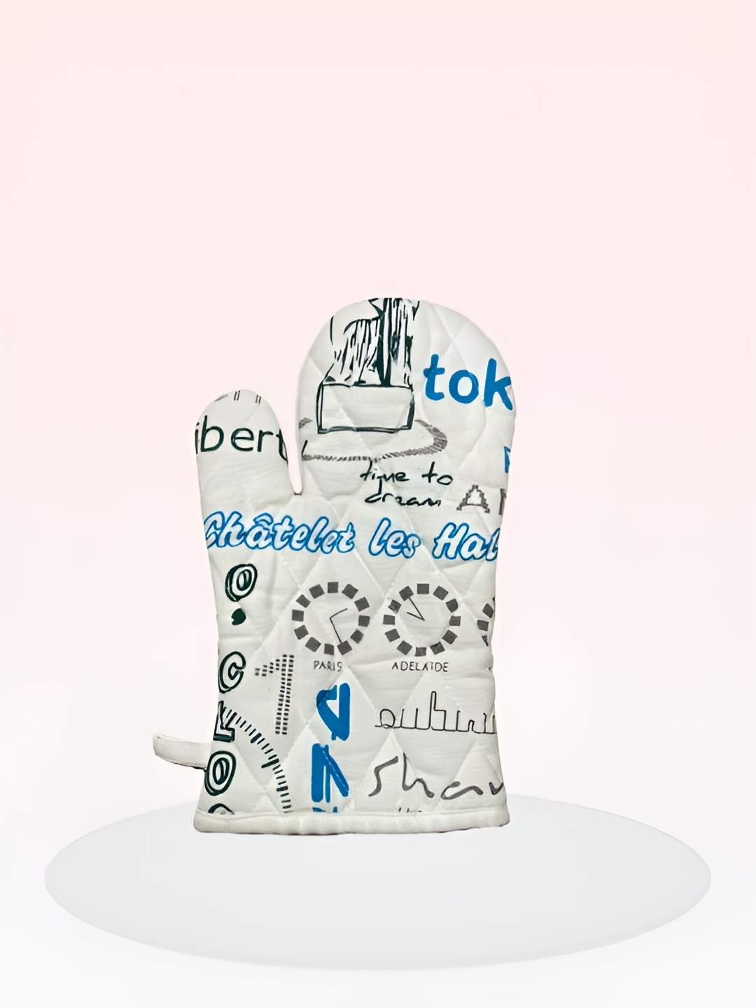 

SAJAVAT White & Blue Printed Pure Cotton Oven Glove