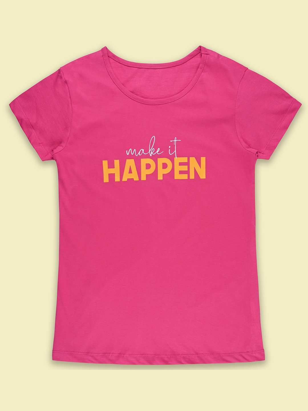 

Wish Karo Women Typography Printed Round Neck Cotton T-shirt, Pink