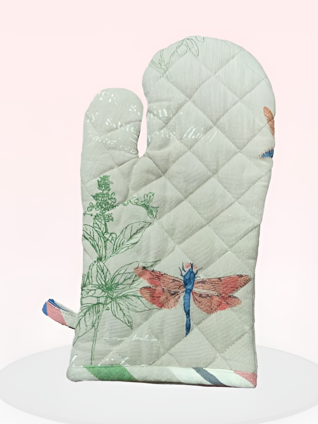 

SAJAVAT White & Green Printed Pure Cotton Oven Glove, Beige