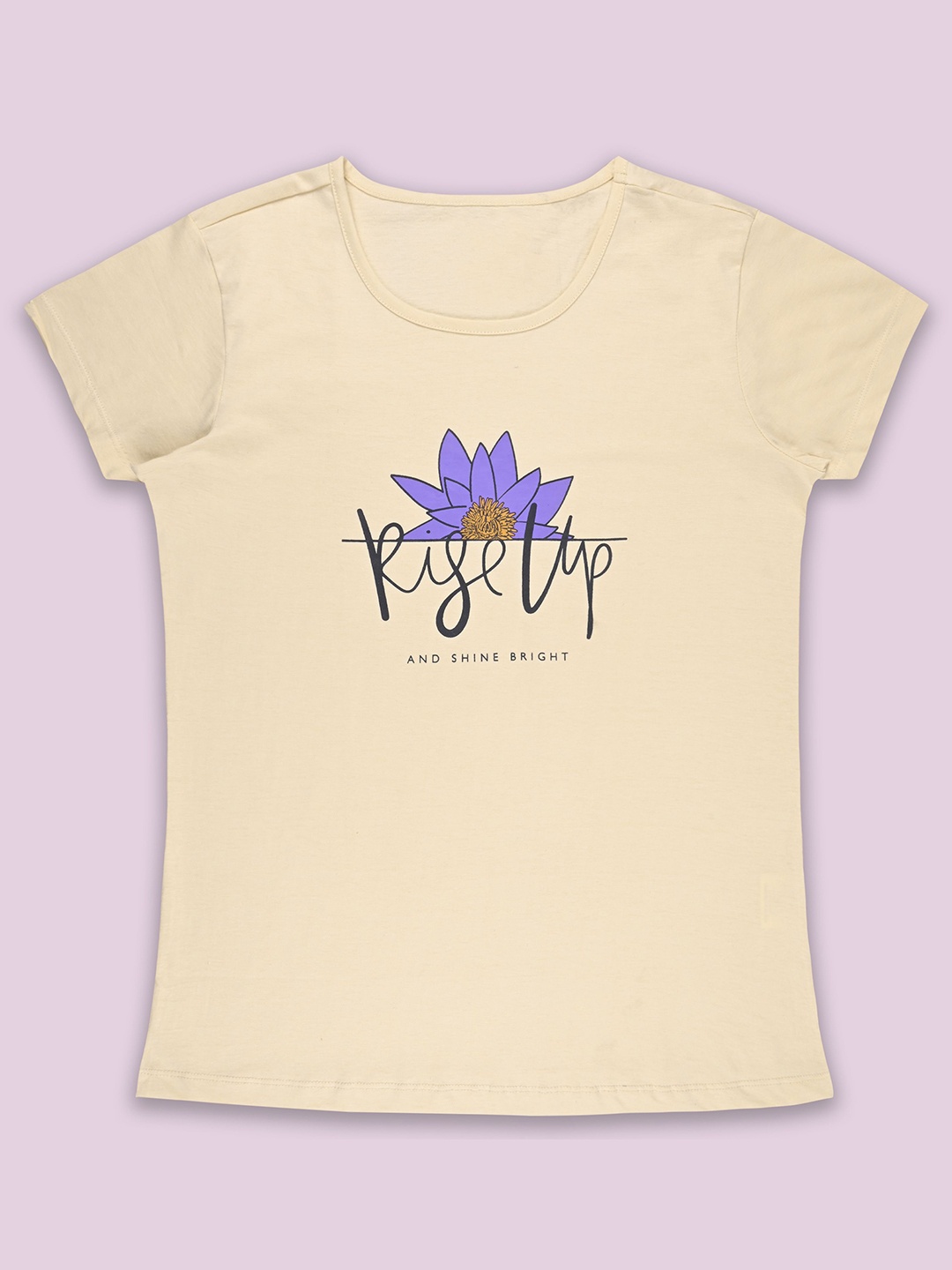 

Wish Karo Women Graphic Printed Round Neck Cotton T-shirt, Beige