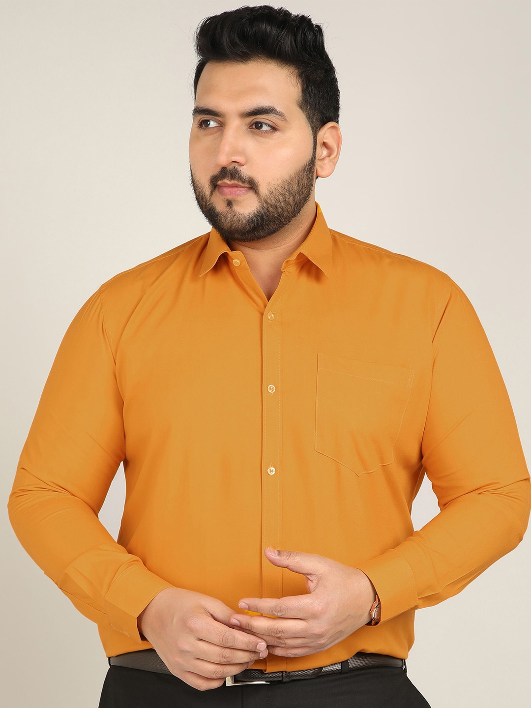 

ADWYN PETER Men Classic Opaque Formal Shirt, Yellow