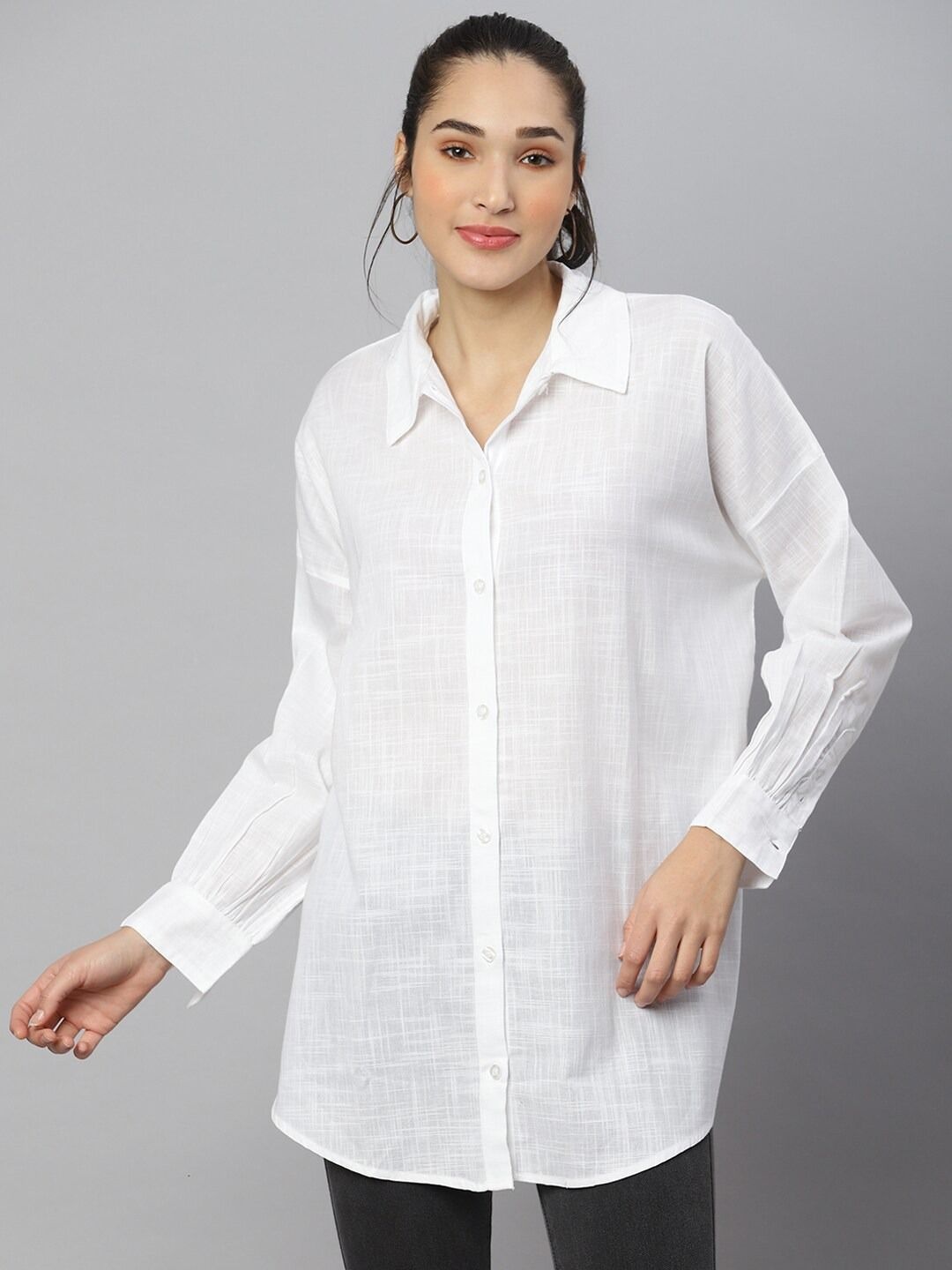 

NANCHI Women Classic Opaque Casual Shirt, White