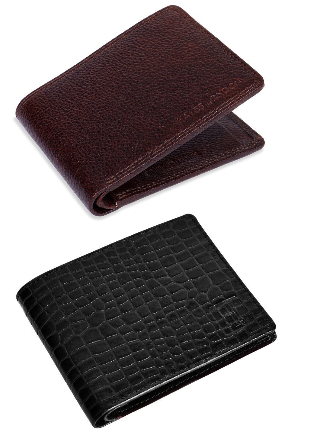 

Hayes London Men Wallets Pack of 2 Genuine Leather with RFID Blocking Combo, Brown