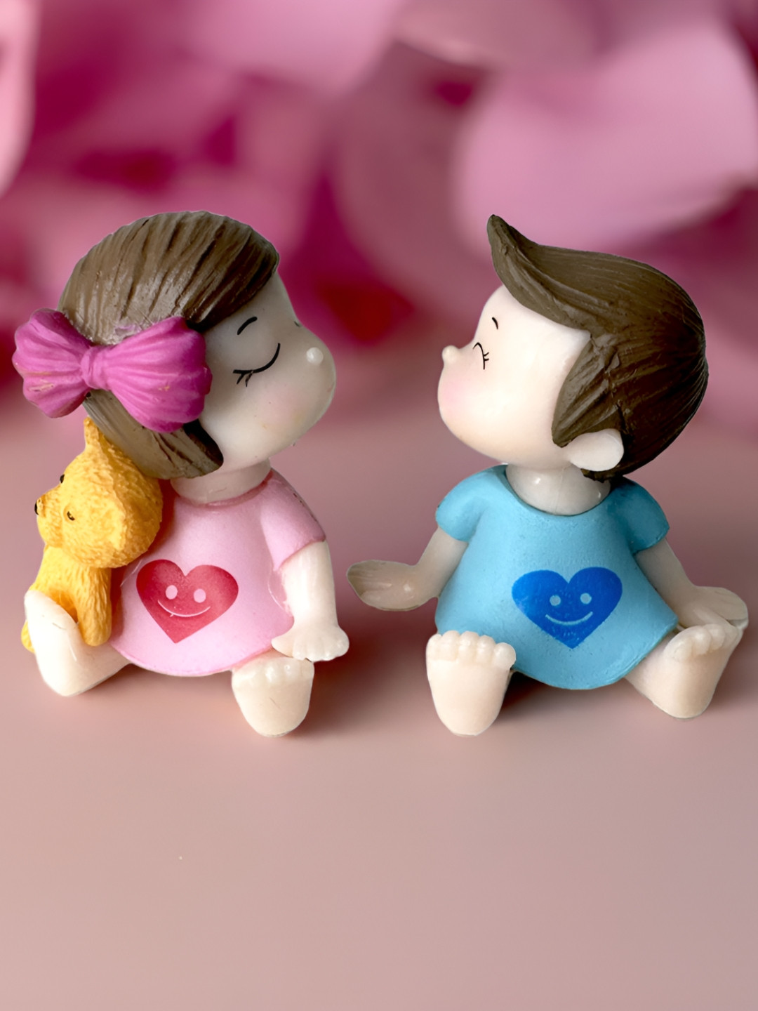 

Special You 3Pcs Blue & Pink Ceramic Sitting Couple Showpieces