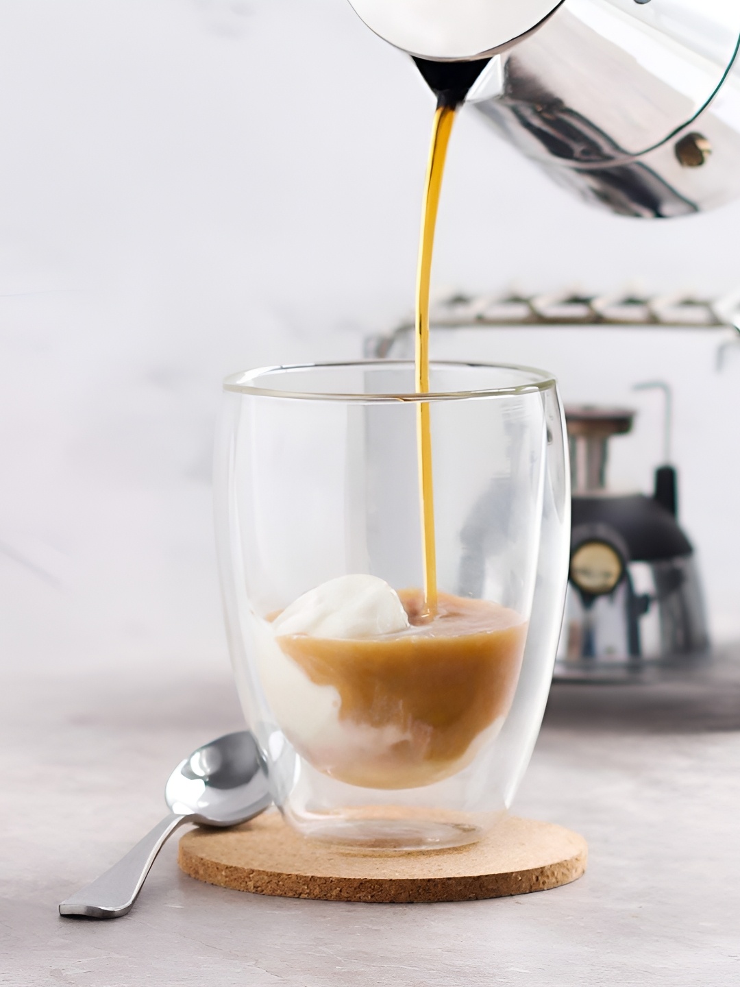 

We3 Transparent Glass Matte Double Walled Coffee Cup 350ml