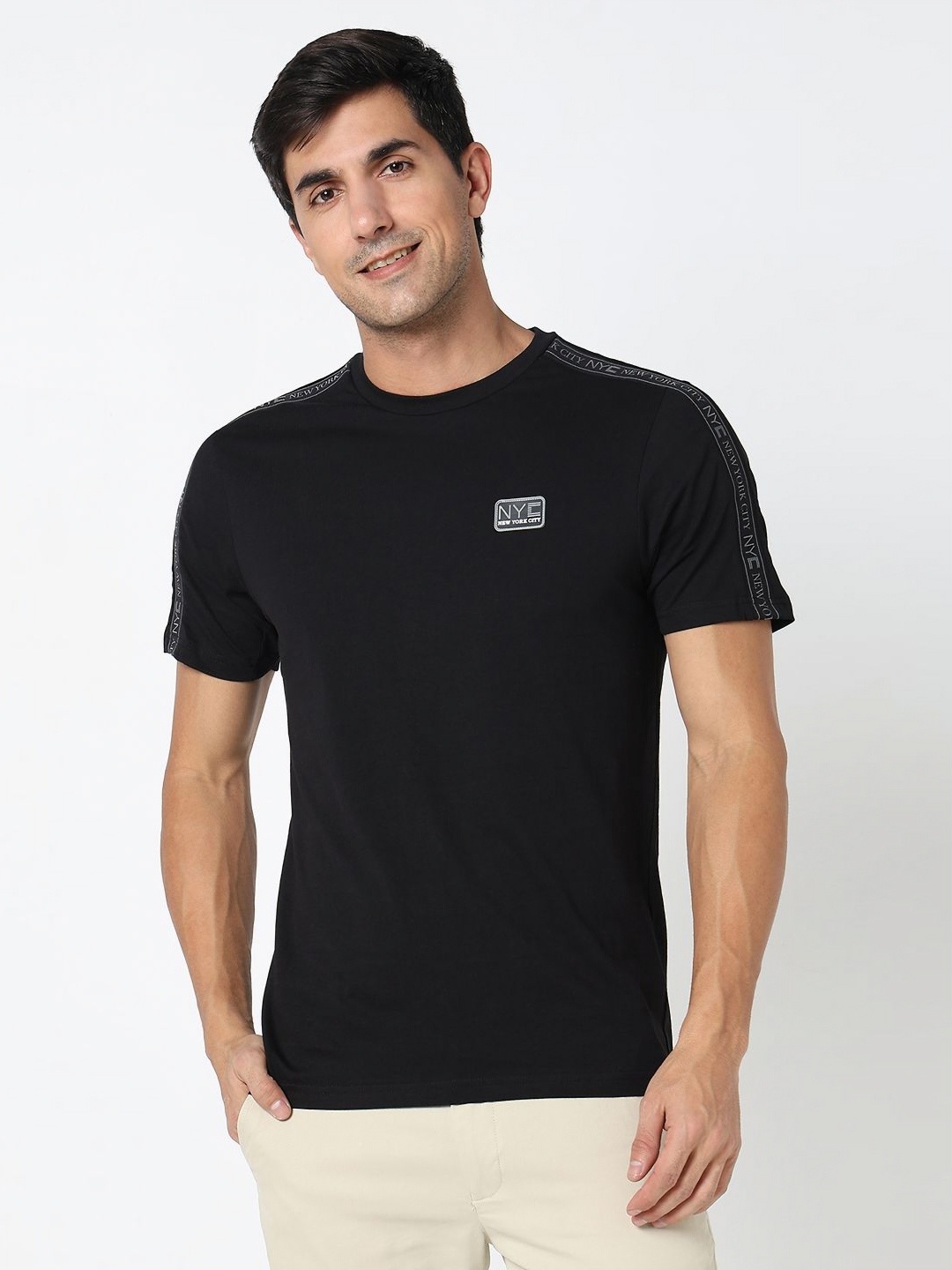 

R&B Men Applique T-shirt, Black