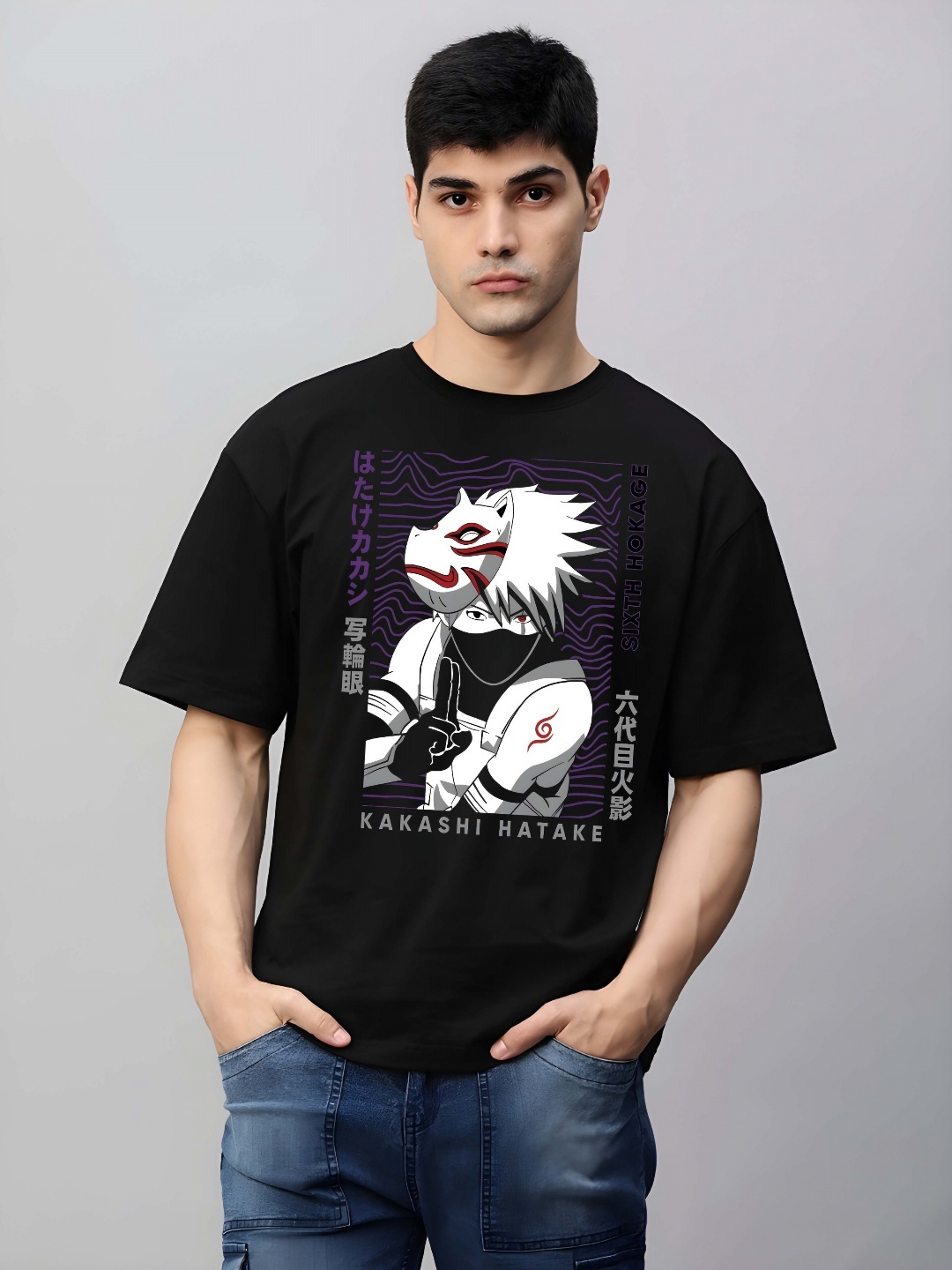 

Krimmple Men Drop-Shoulder Sleeves Pure Cotton T-shirt, Black
