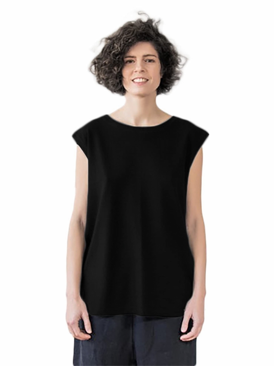 

NOTWILD Women Solid Round Neck Cotton T-shirt, Black