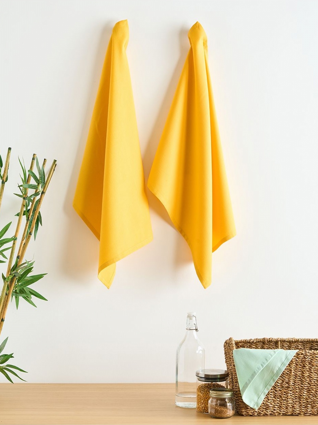 

SKANDA FAB Mustard Yellow 2 Pieces Cotton Kitchen Towels