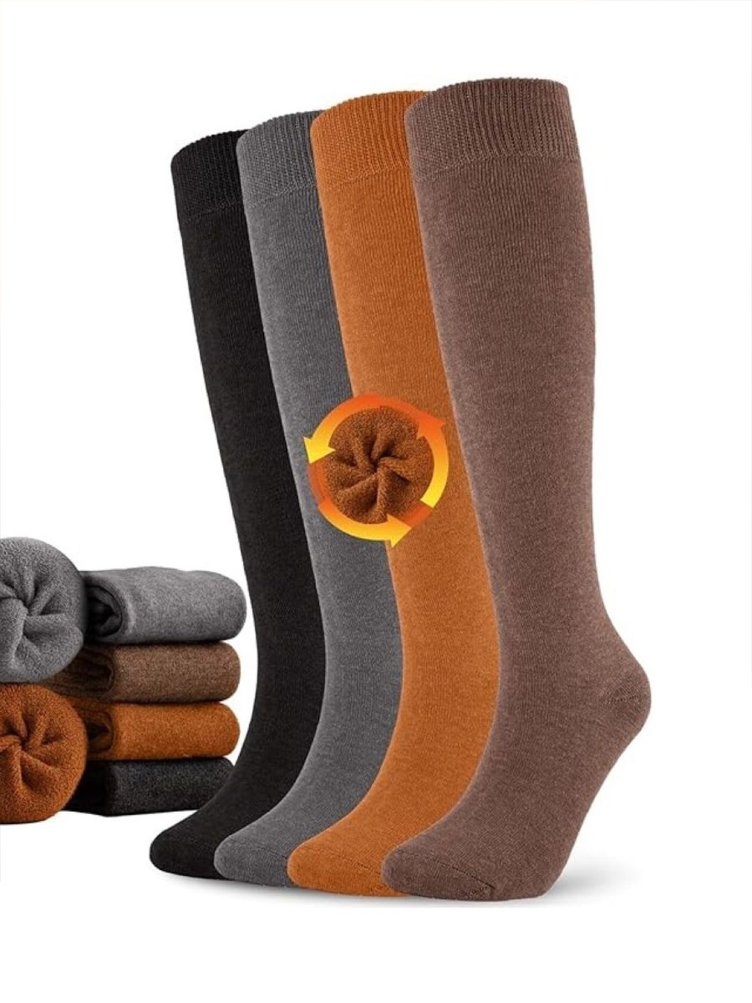 

EL REGALO Women Pack Of 4 Knee Length Socks, Black