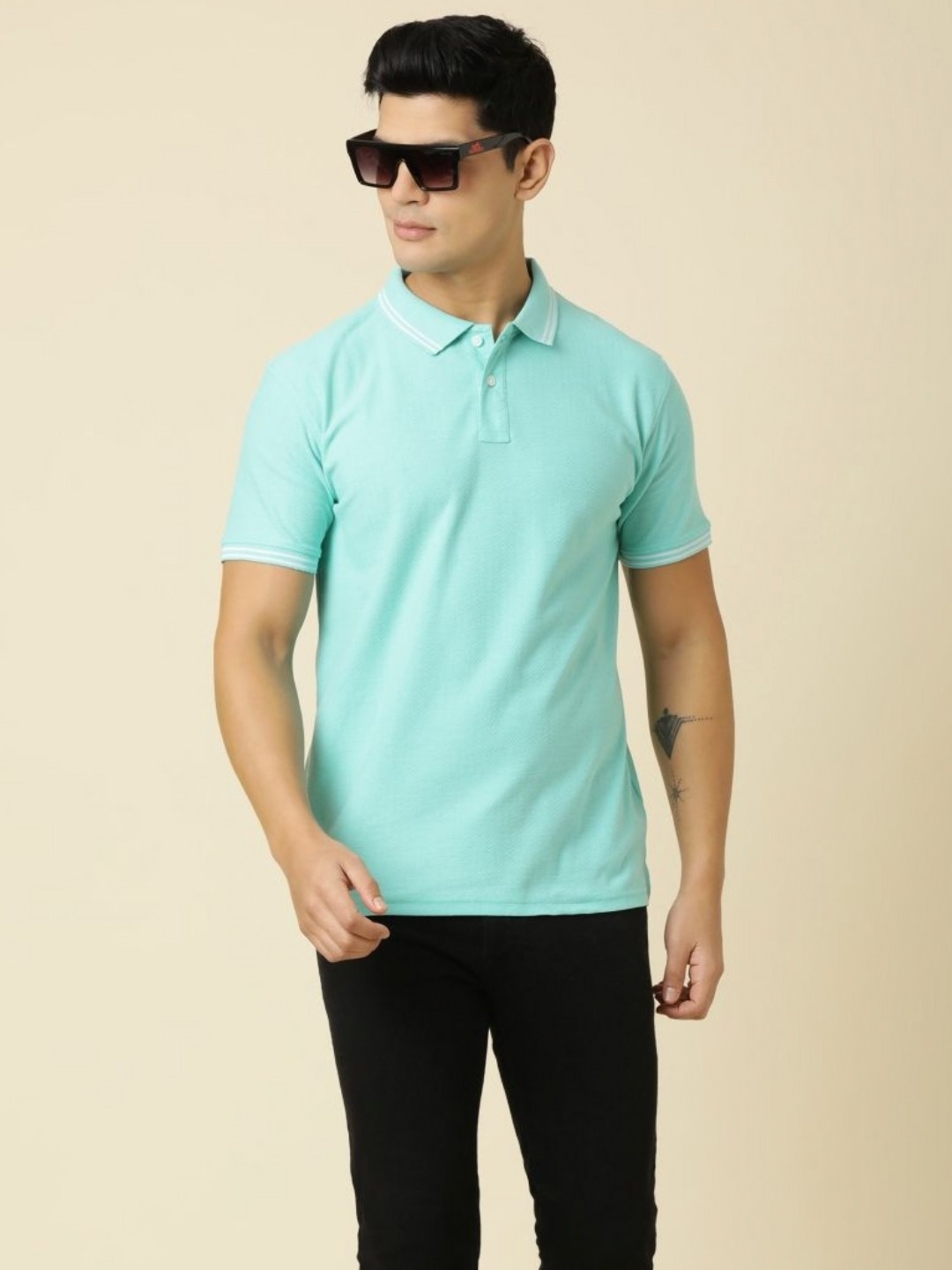 

Provogue Men Dri-FIT Solid Polo Collar T-shirt, Sea green