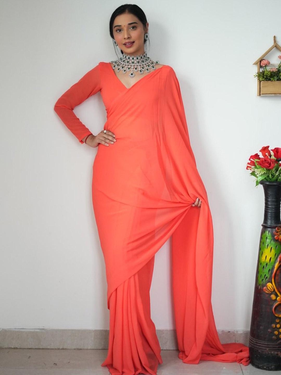 

HMP Fashion Ready to Wear Saree, Orange