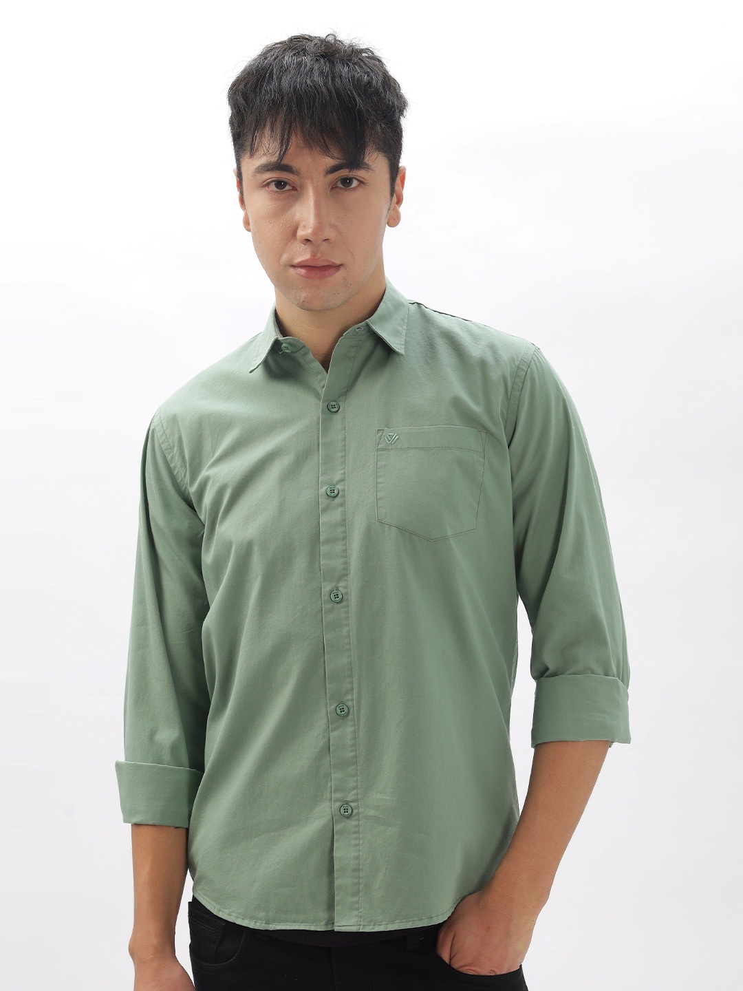 

BS BLUE SQUAD Men Slim Fit Opaque Casual Shirt, Green