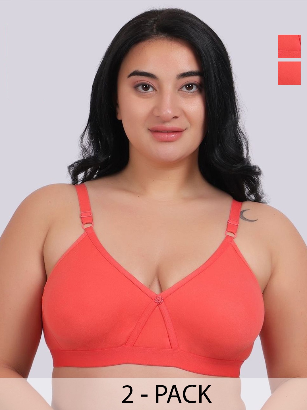 

Fabme Women Pack of 2 Full Coverage Everyday Bra, Peach