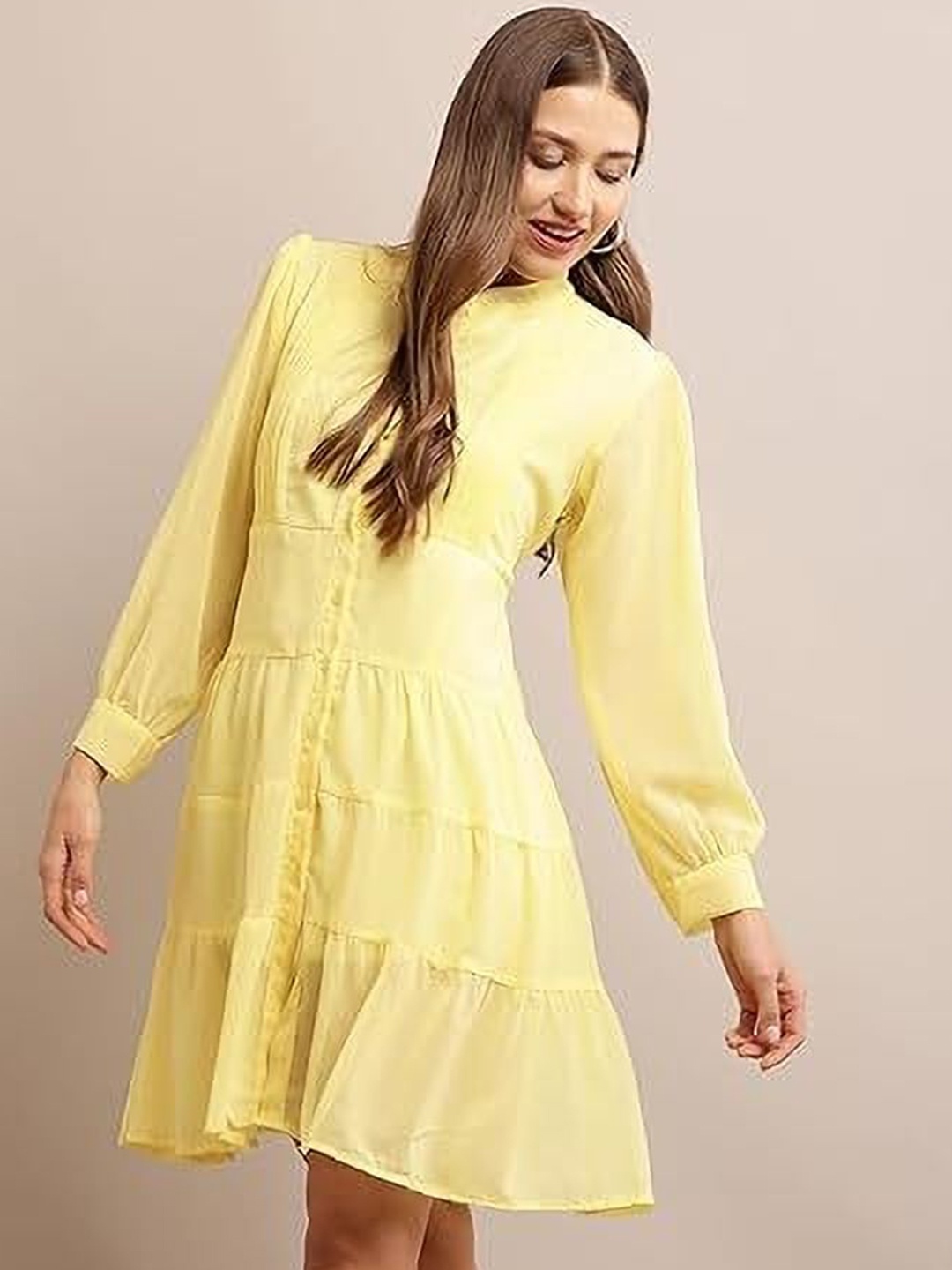 

Jitisha Georgette Fit & Flare Dress, Yellow