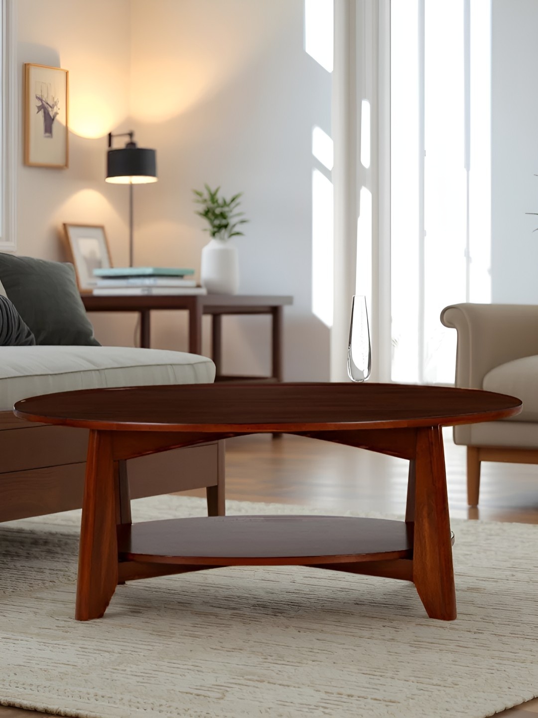 

Royaloak Brown American Wooden Oval Shape Center Table